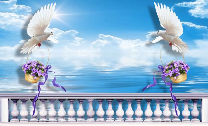 Holding Flowers Doves Wallpaper AJ Wallpaper 2