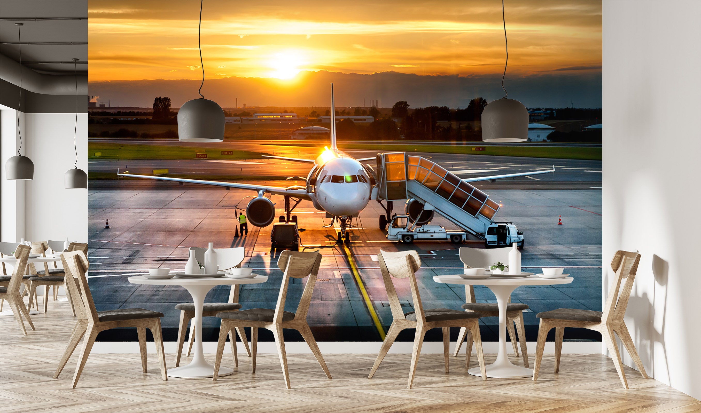 3D Sunset Airpor 008 Vehicle Wall Murals