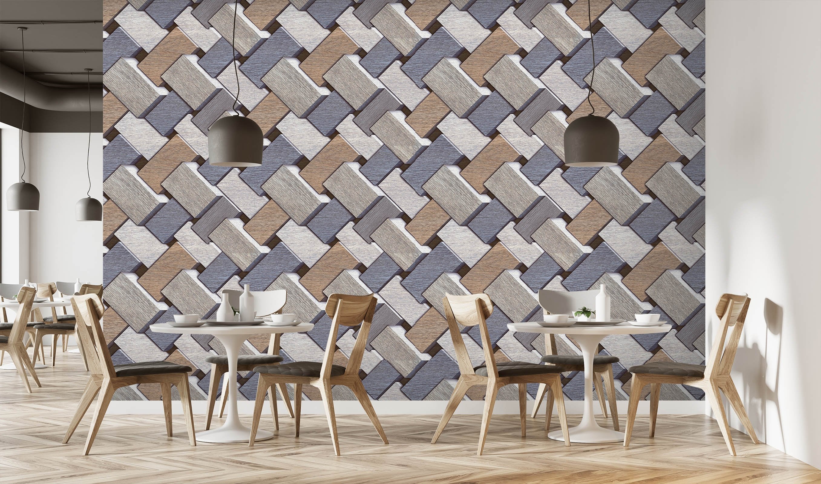 3D Solid Wood Block 044 Marble Tile Texture Wallpaper AJ Wallpaper 2