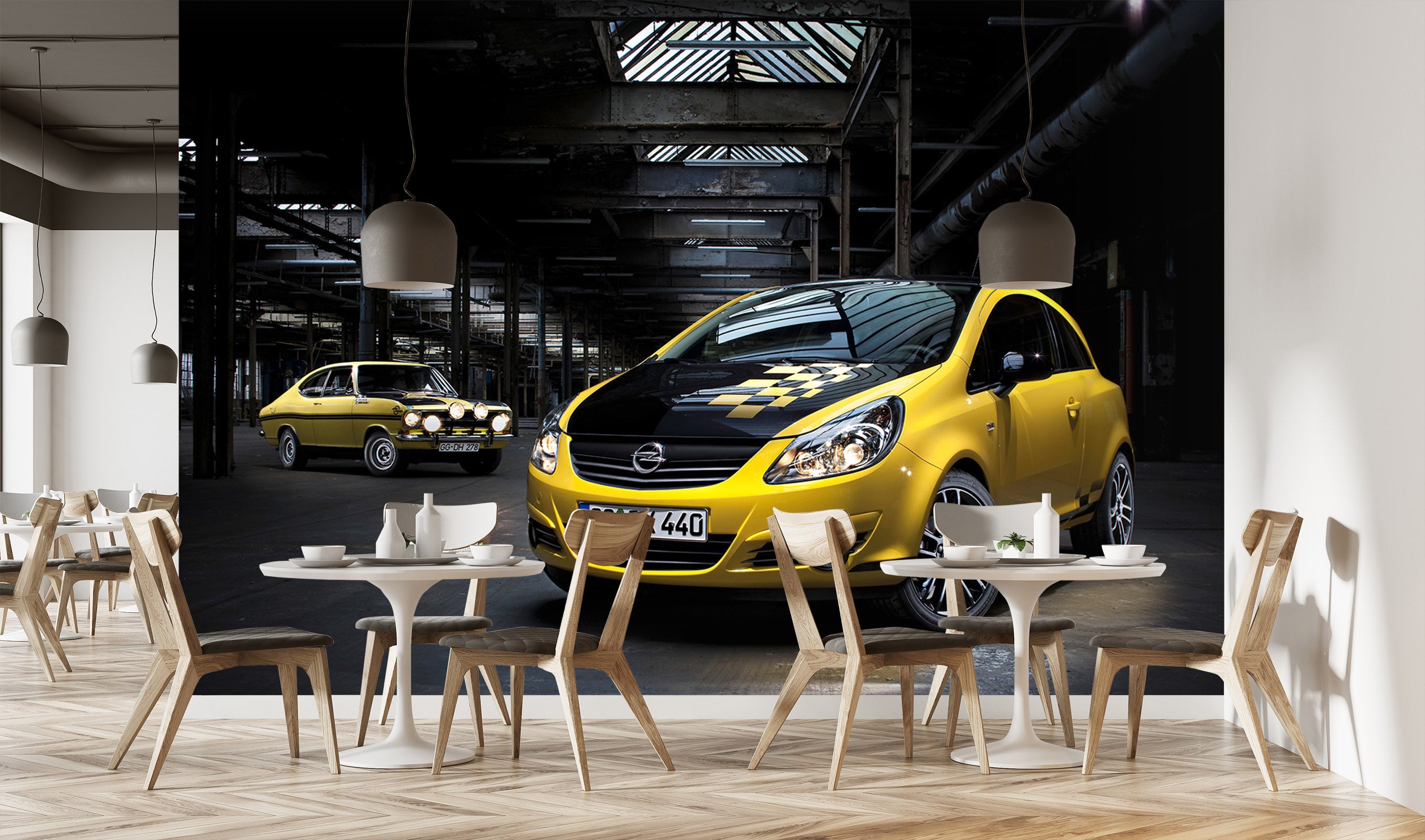 3D Yellow Car 021 Vehicle Wall Murals