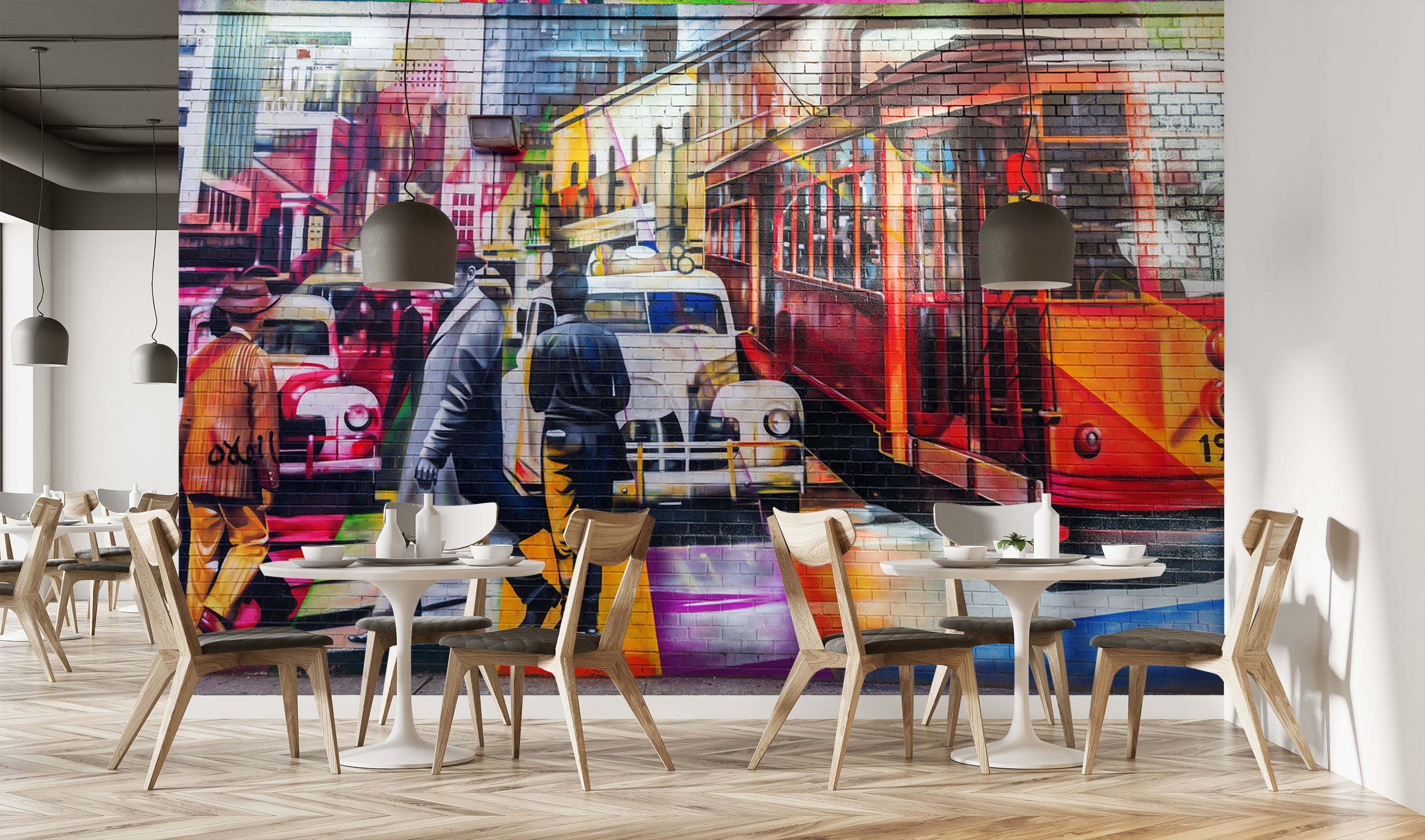 3D Wall Painting Bus 322 Vehicle Wall Murals