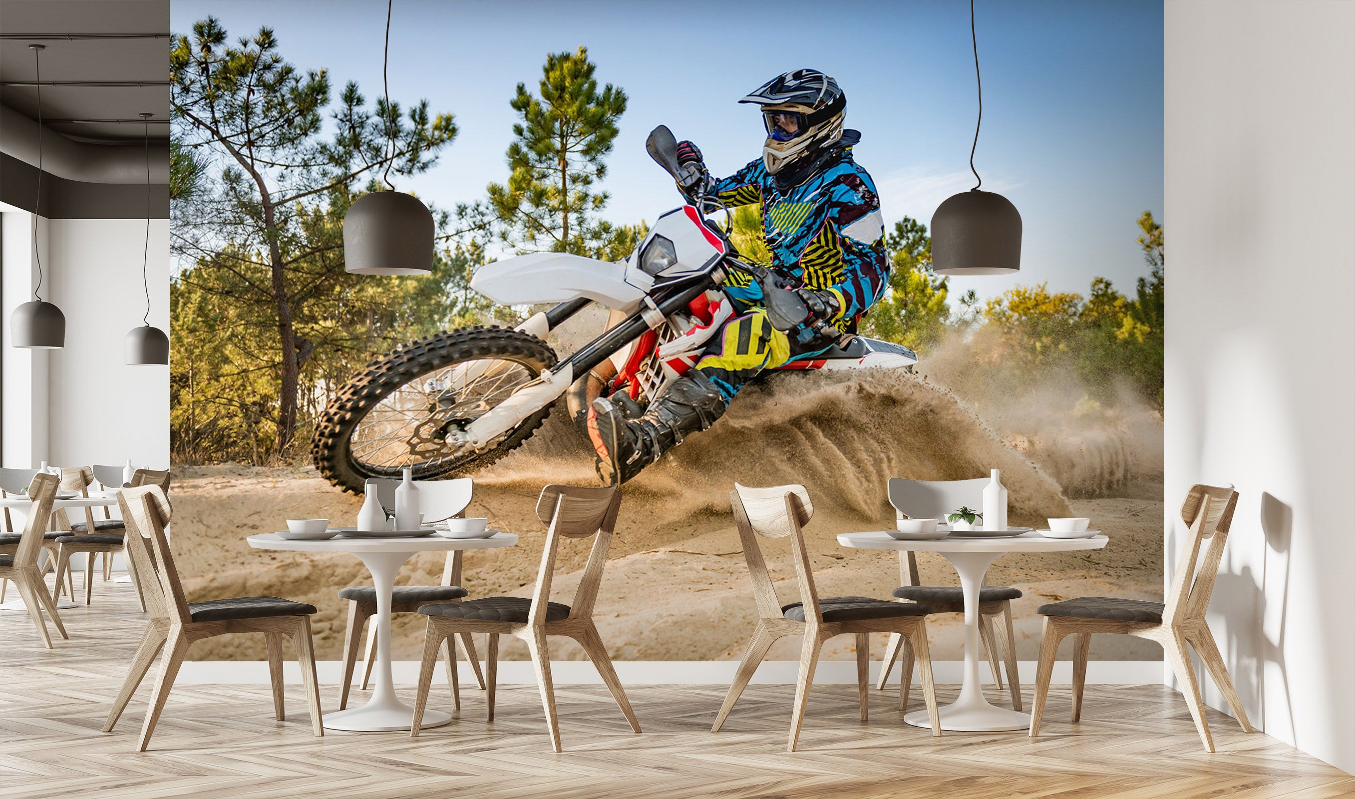 3D Parachuting Motorcycle 004 Vehicle Wall Murals