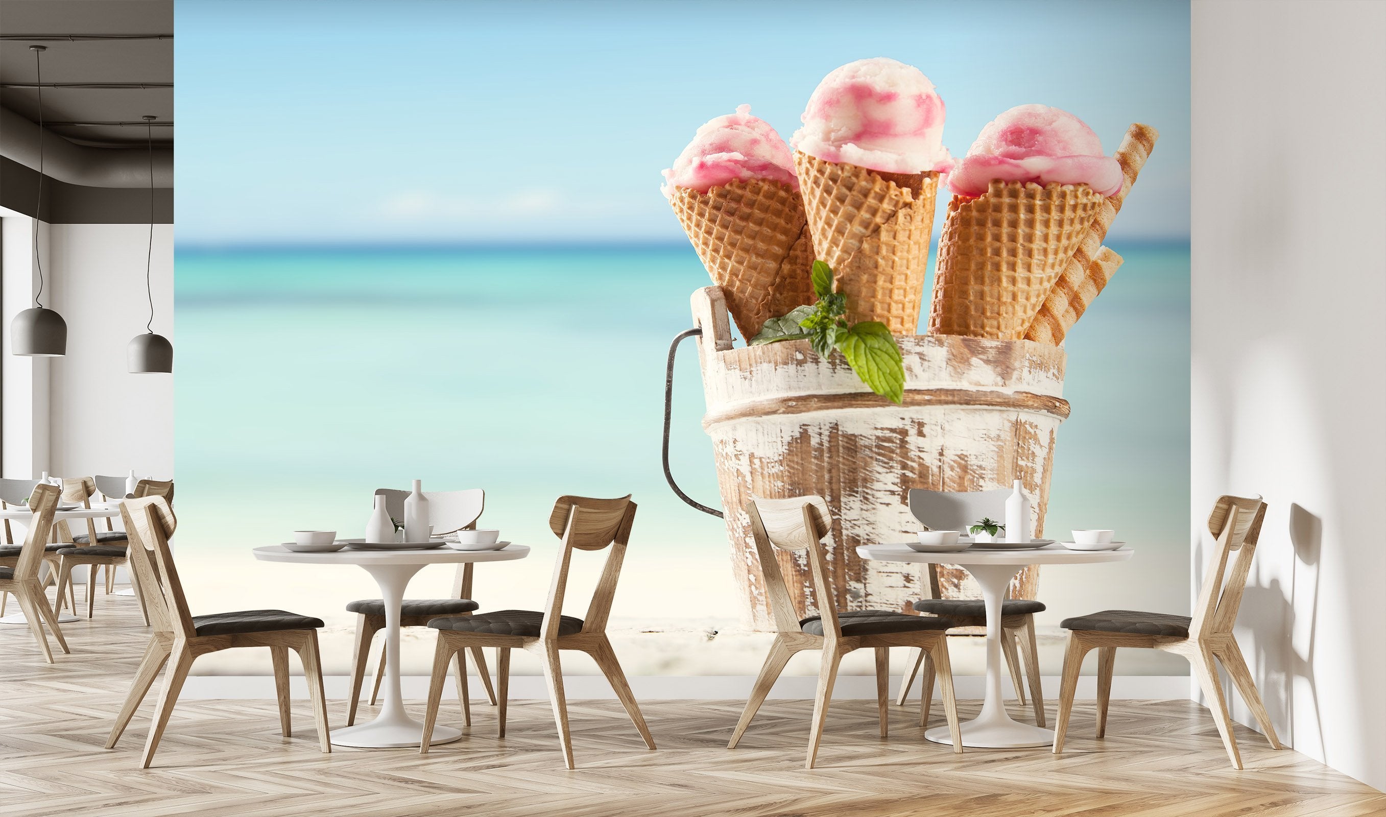 3D Wooden Barrel Ice Cream 4343 Wallpaper AJ Wallpaper 2