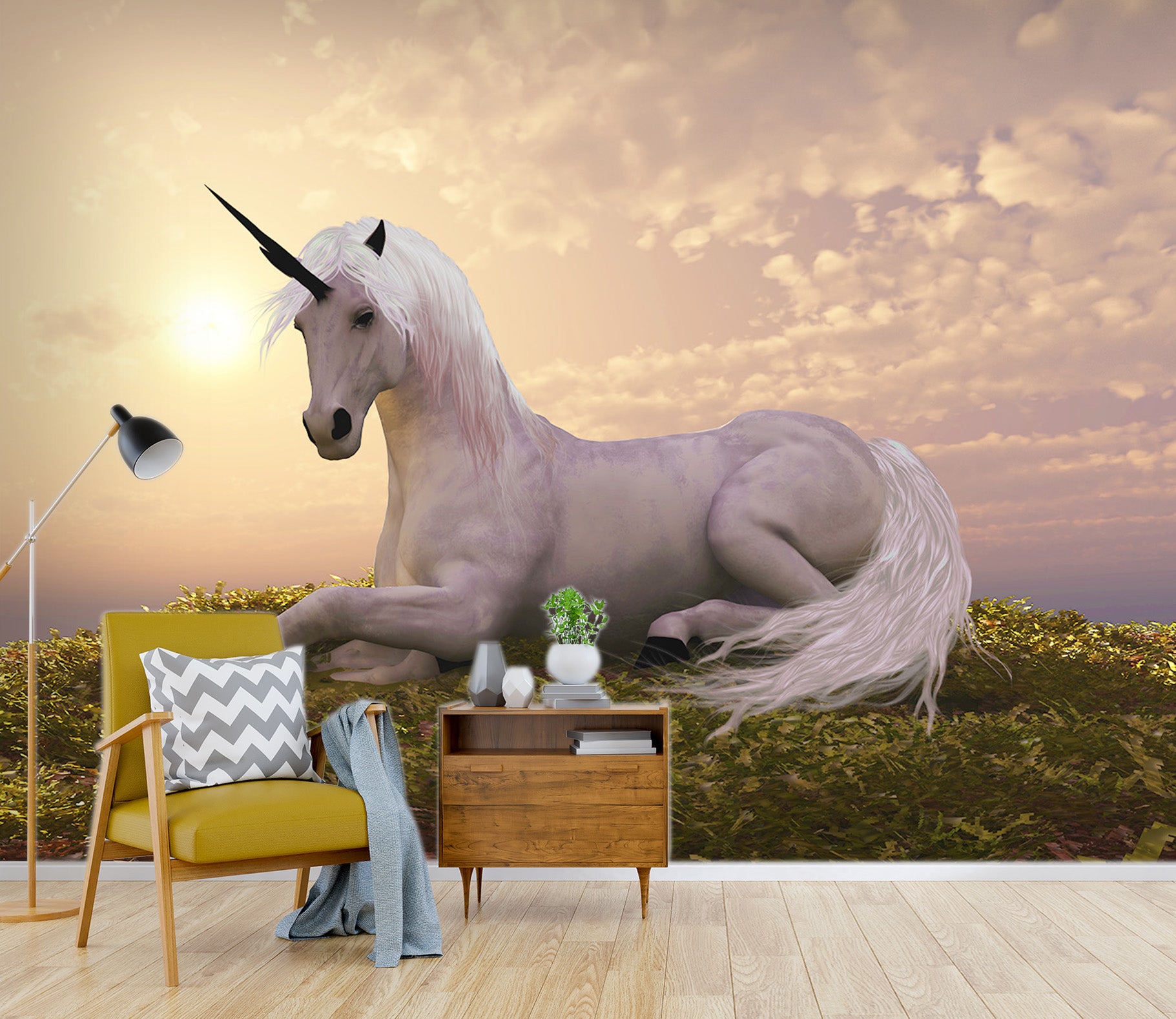 3D White Unicorn 1510 Wall Murals
