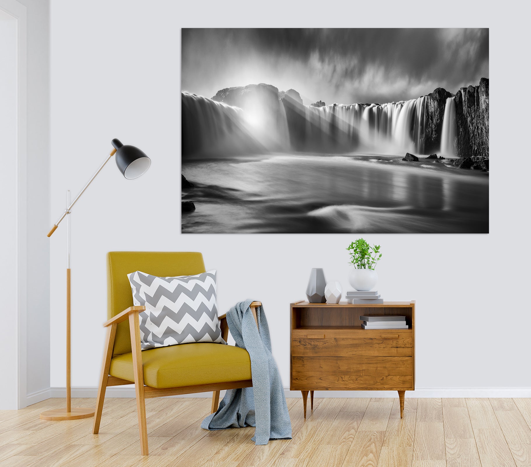 3D Grey Waterfall 174 Marco Carmassi Wall Sticker