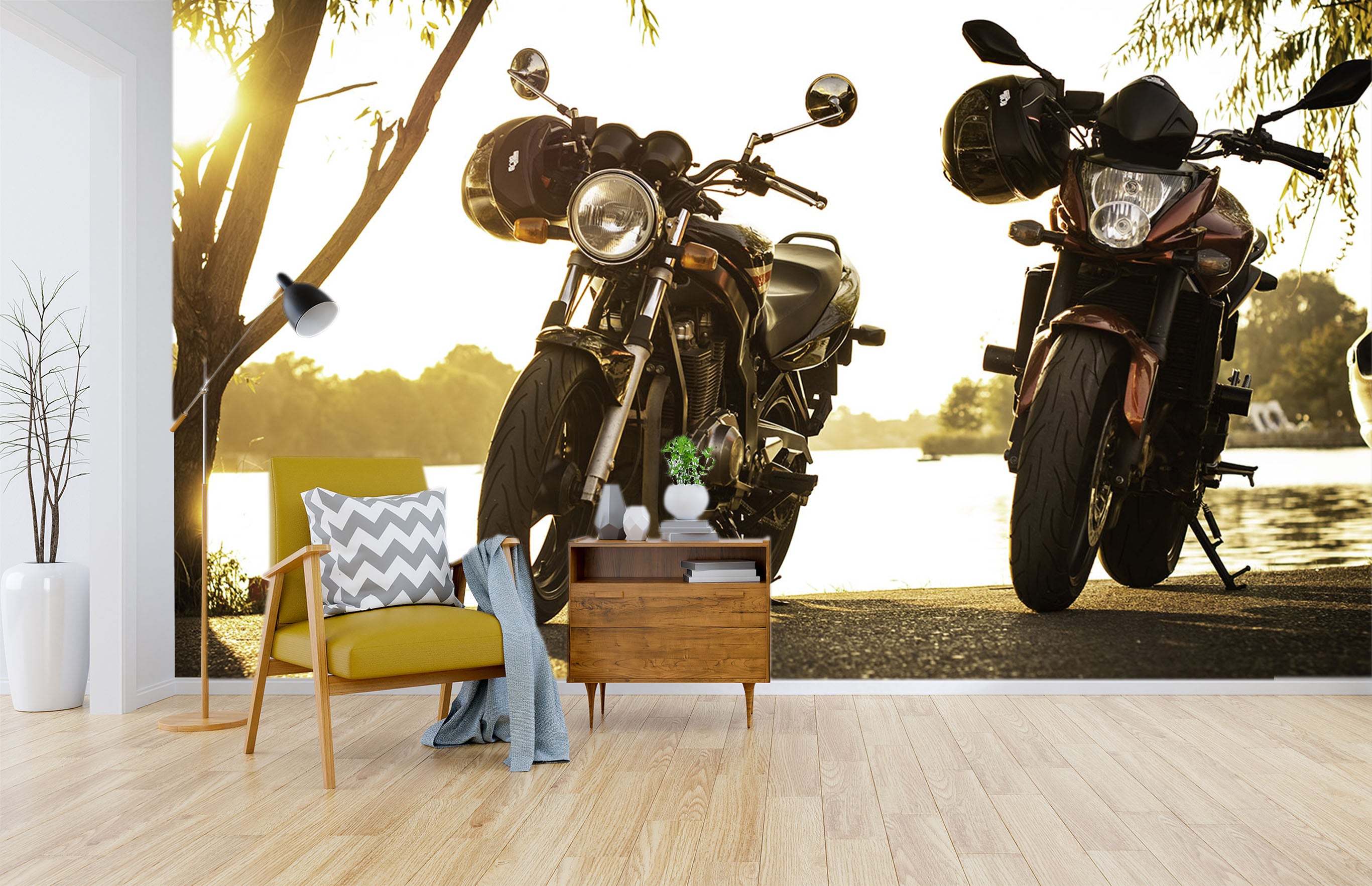 3D Motorcycle River 133 Vehicle Wall Murals