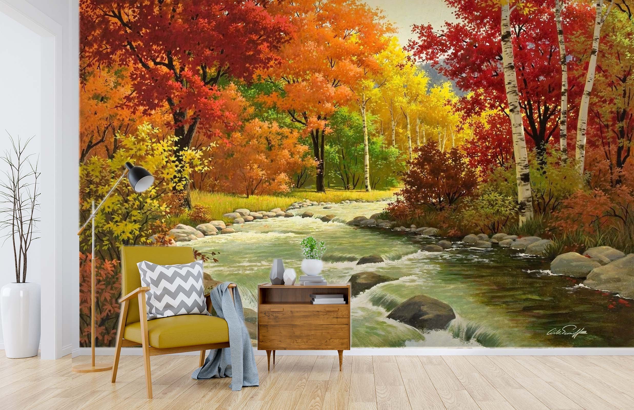 3D Autumn Landscape 024 Wall Murals Wallpaper AJ Wallpaper 2