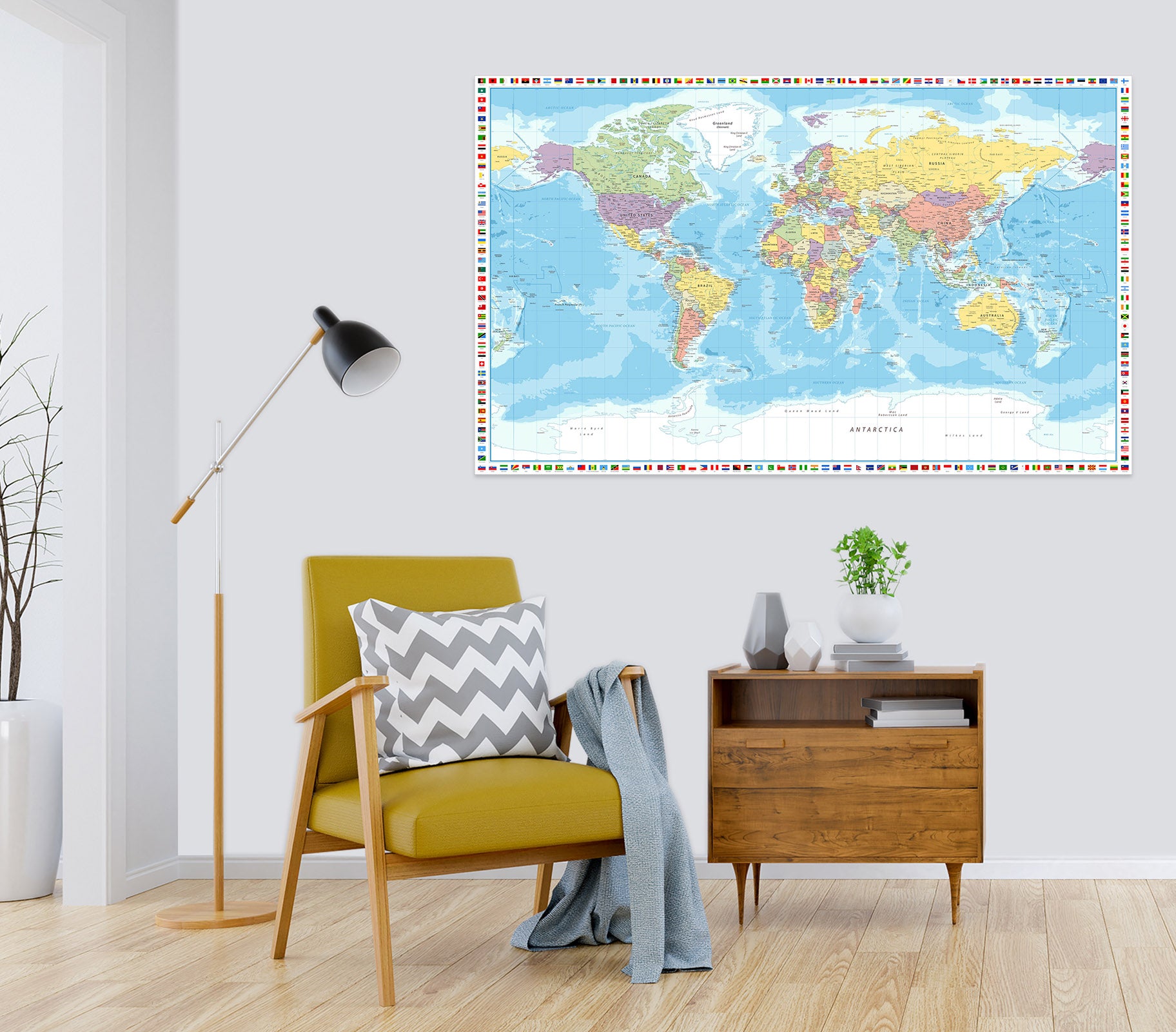 3D Rich Land 285 World Map Wall Sticker