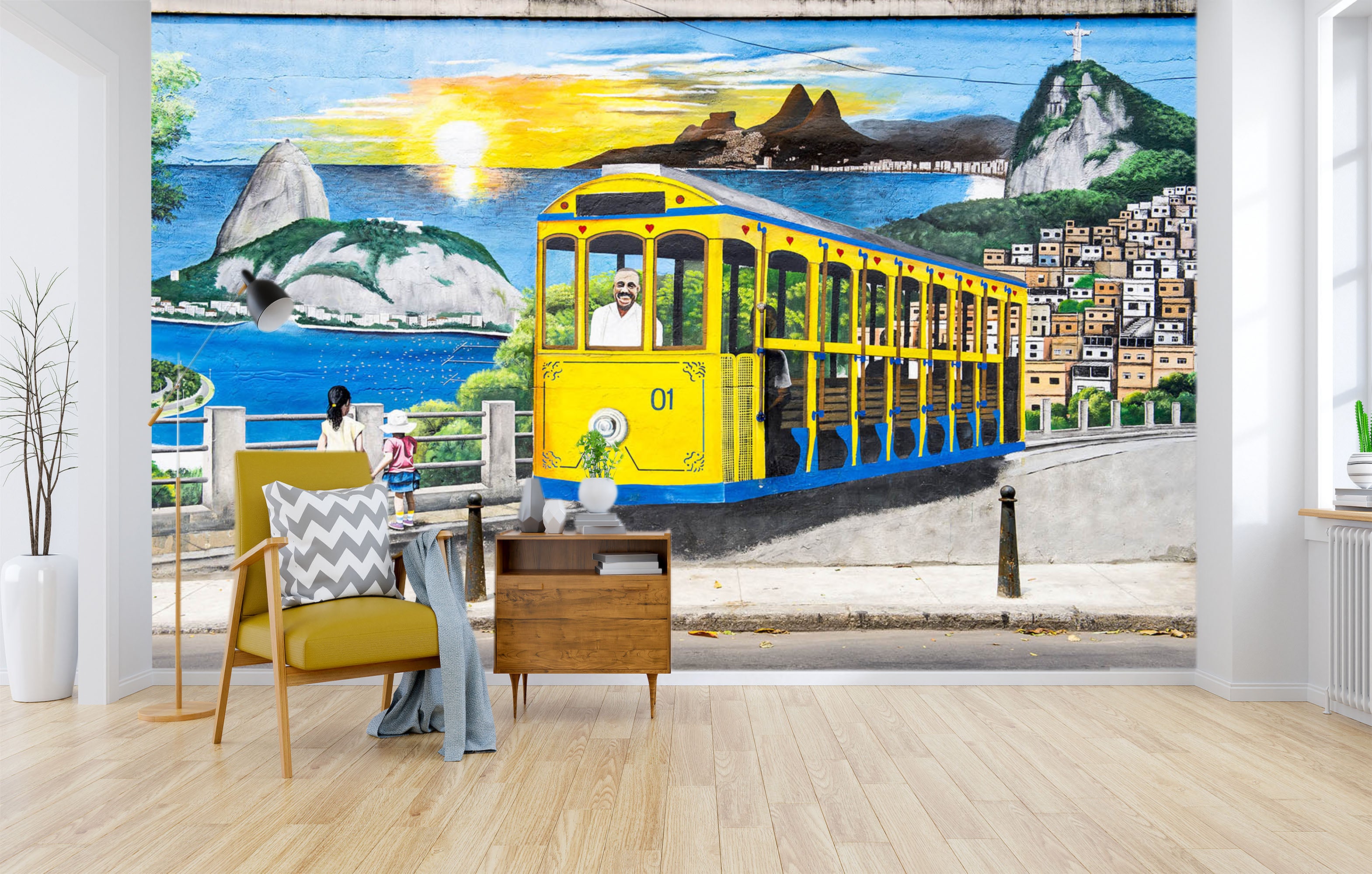 3D Bridge Bus Dusk 328 Vehicle Wall Murals