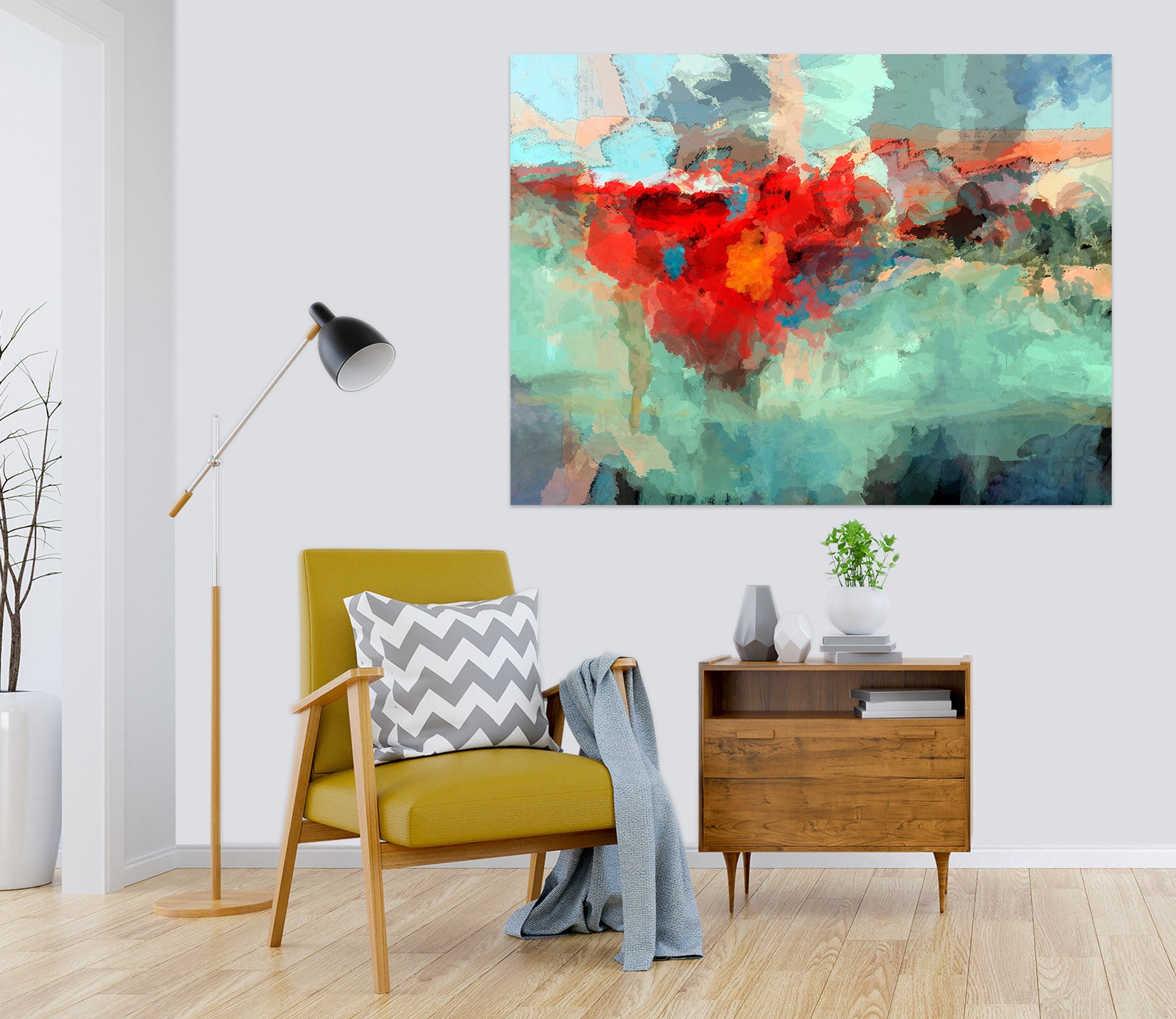 3D Red Flame 043 Michael Tienhaara Wall Sticker