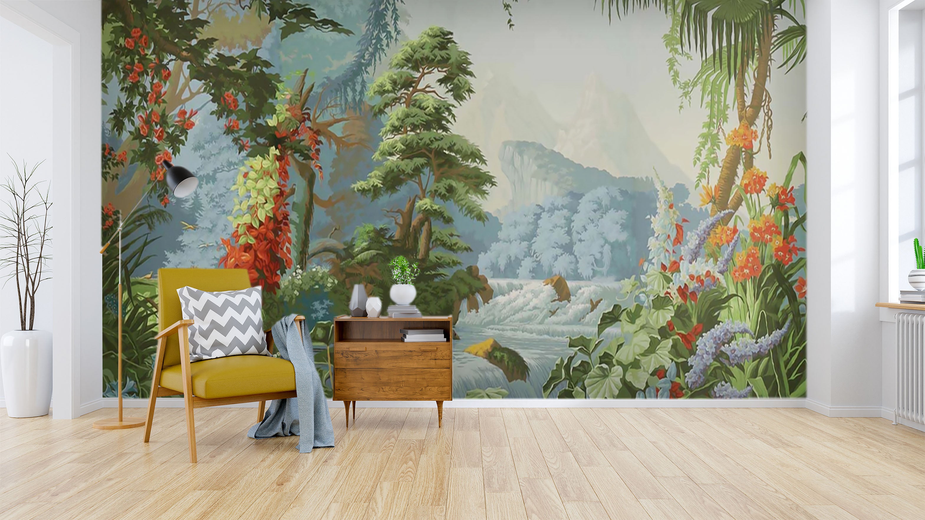 3D River Flower 1566 Wall Murals