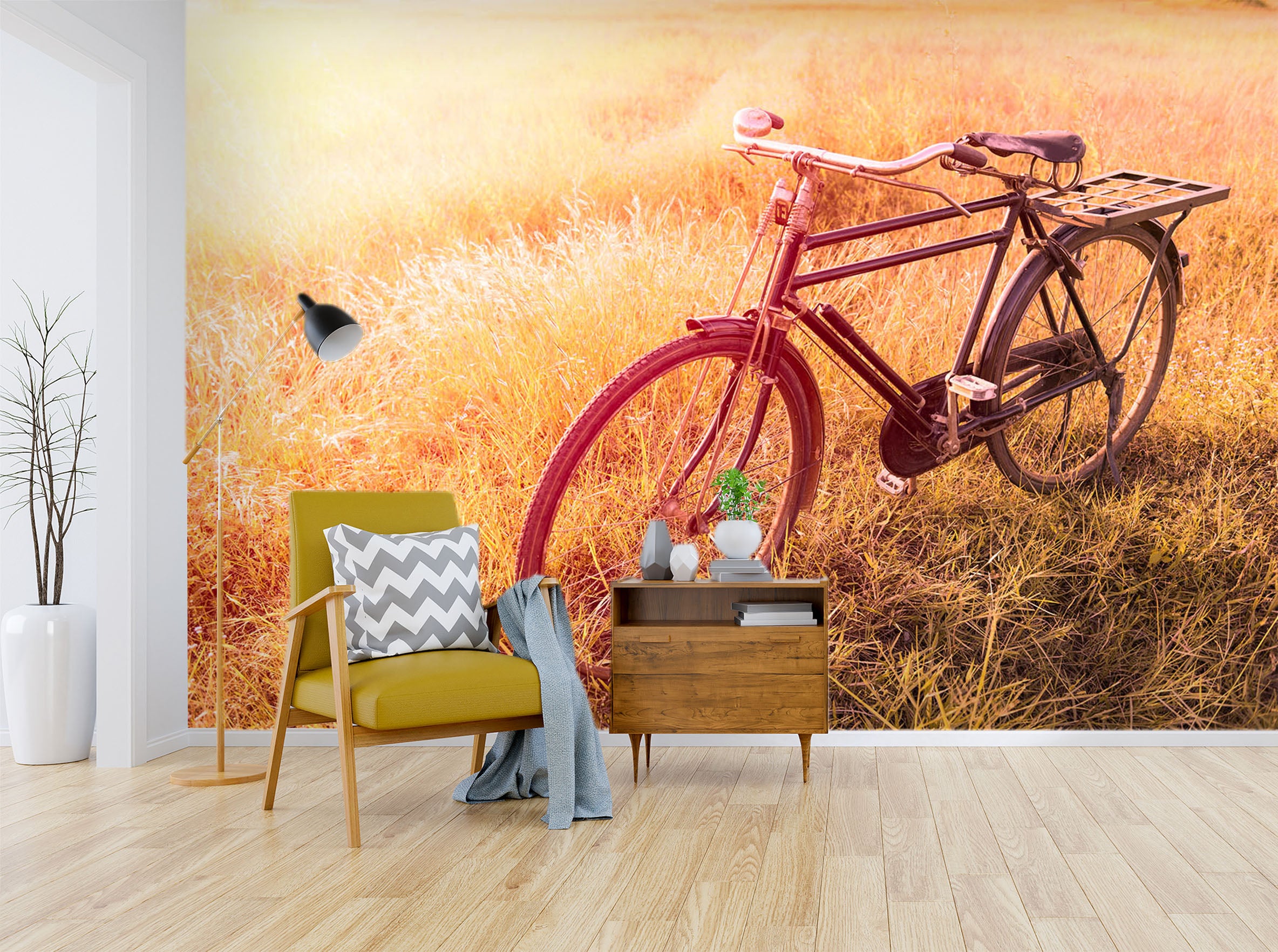 3D Twilight Grass Bike 313 Vehicle Wall Murals