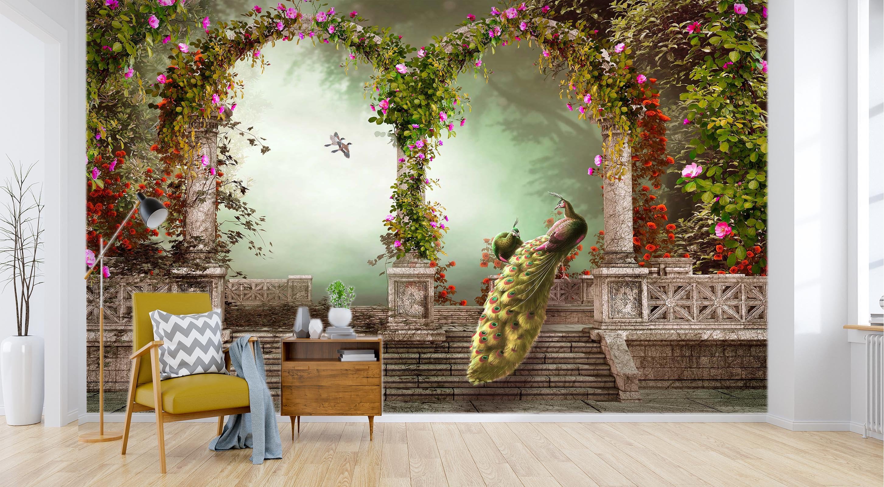3D Arch Peacock 1487 Wall Murals Wallpaper AJ Wallpaper 2