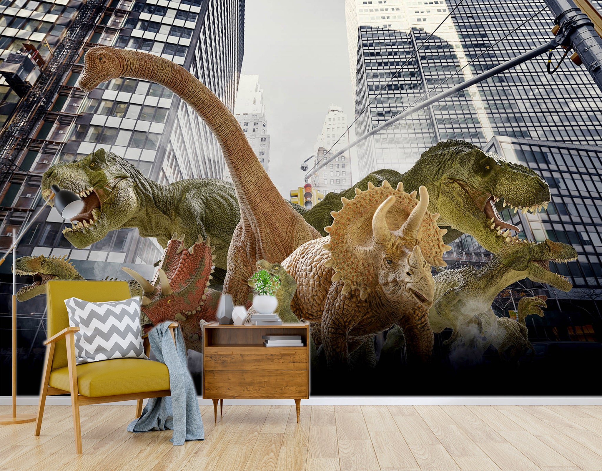3D Dinosaur City 1567 Wall Murals