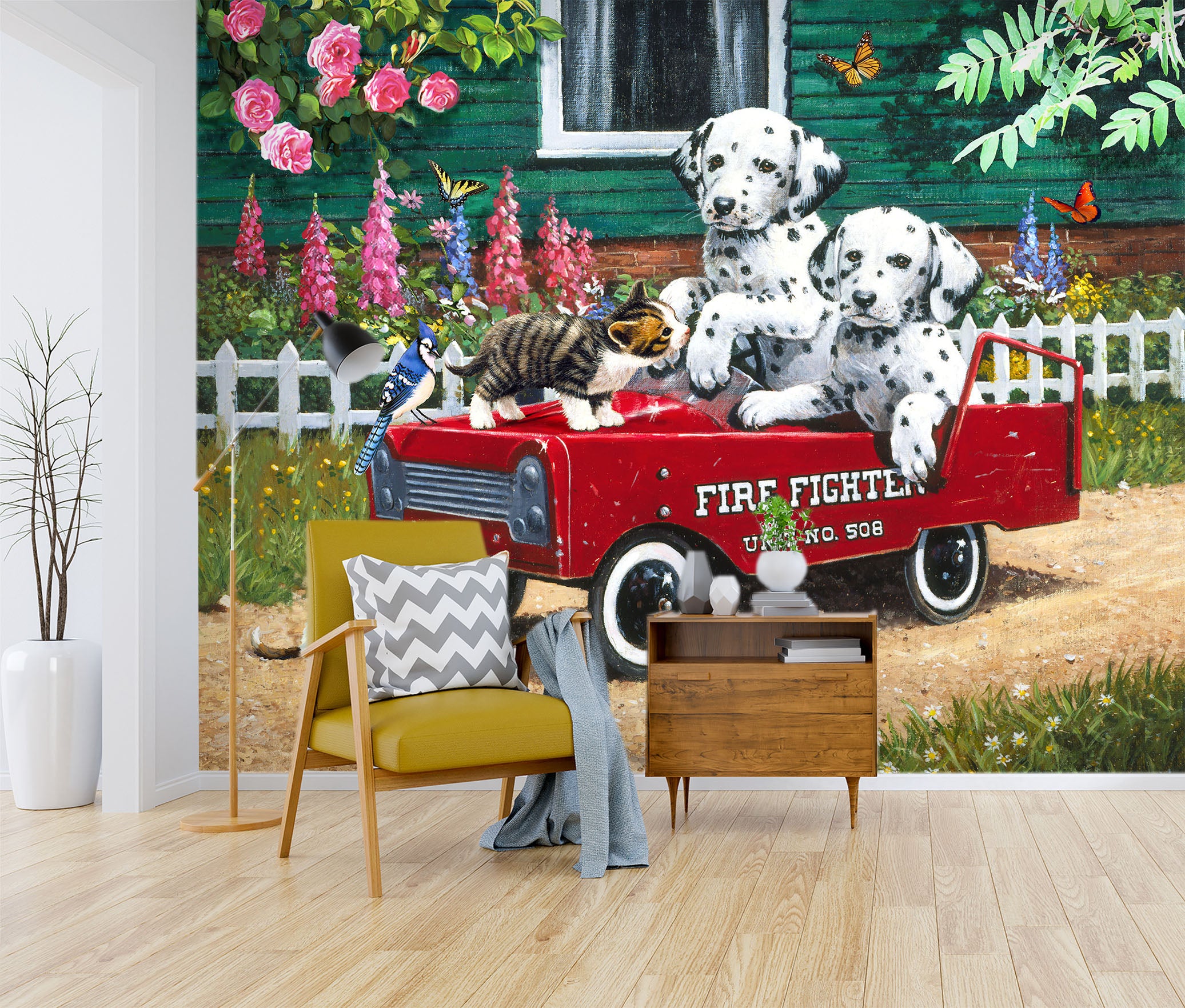 3D Dalmatian Cat 107 Kevin Walsh Wall Mural Wall Murals