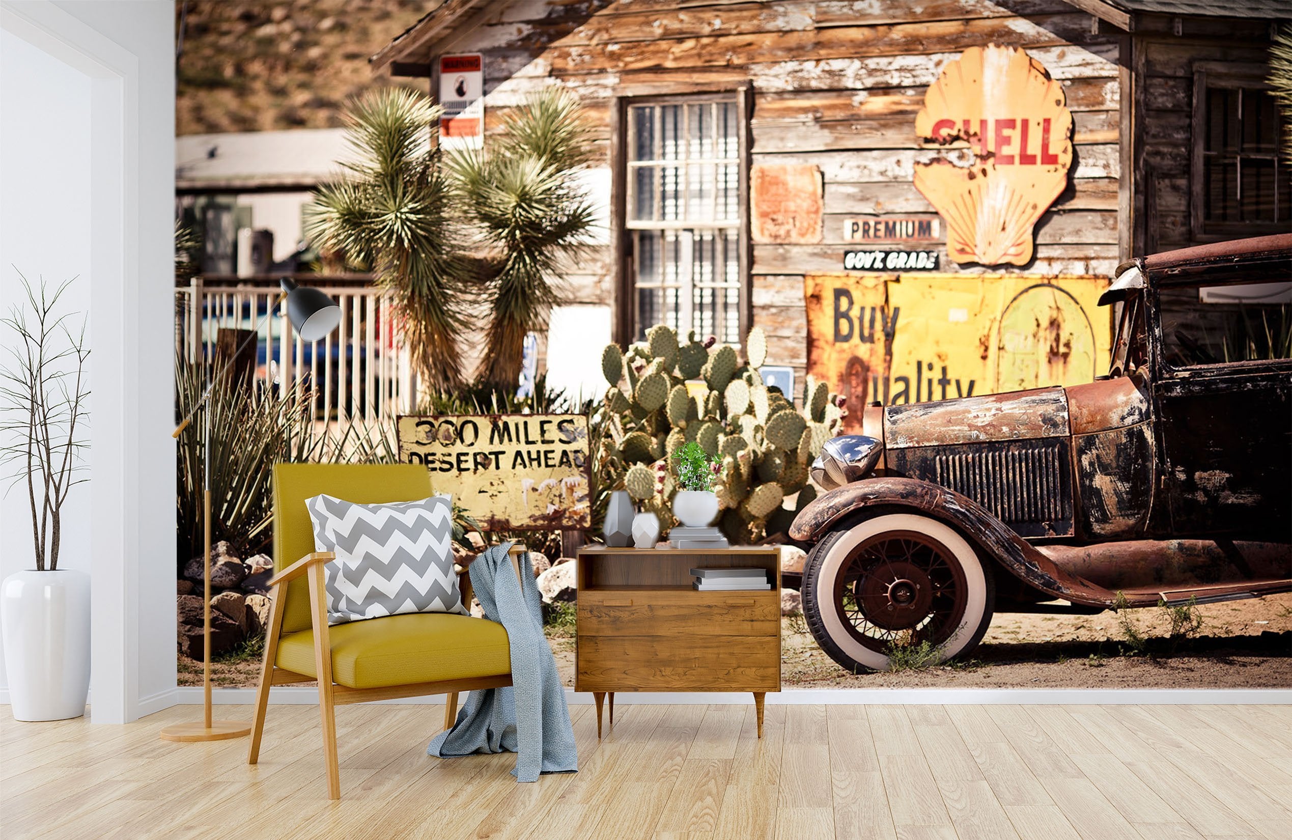 3D Cactus Retro Car 574 Wallpaper AJ Wallpaper 2