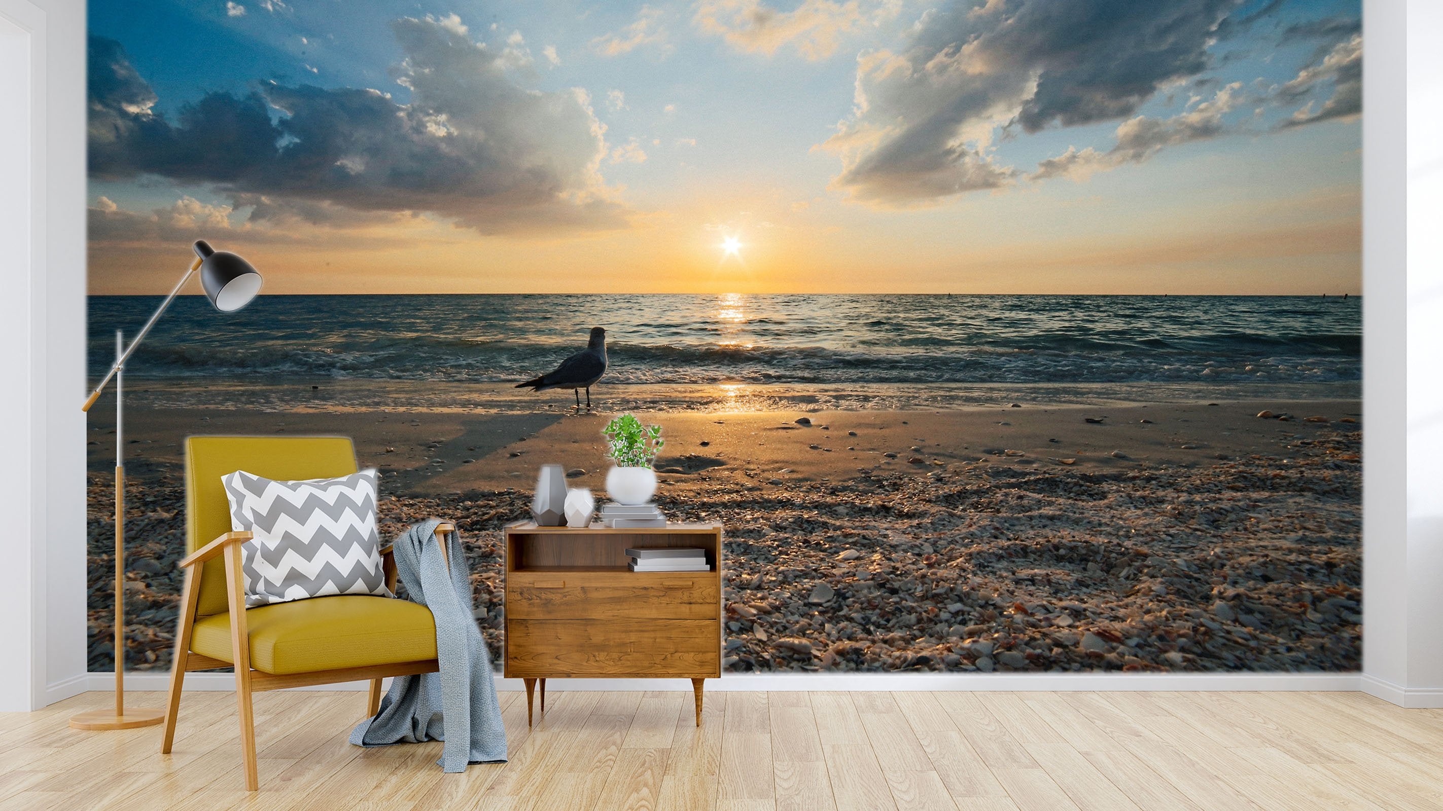 3D Sunset Seagull 661 Wallpaper AJ Wallpaper