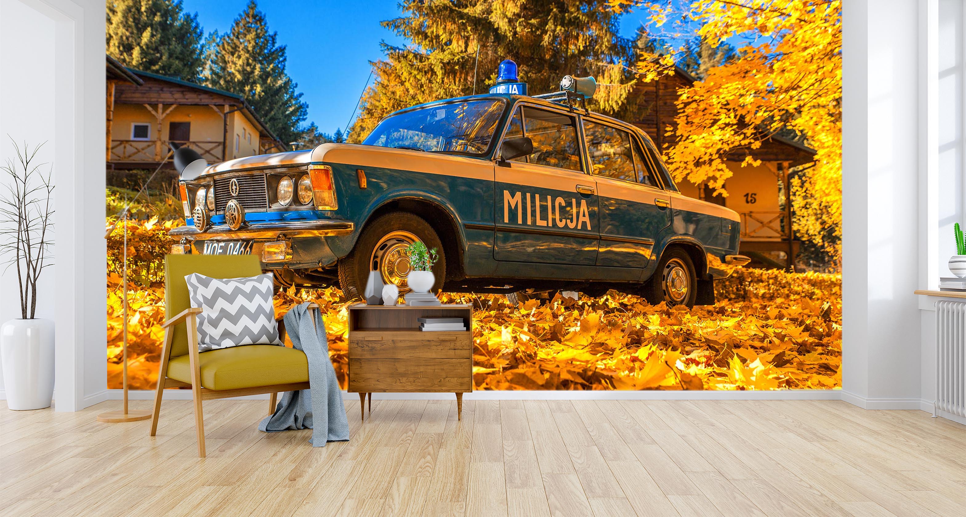 3D Maple Leaf Car 390 Vehicle Wall Murals