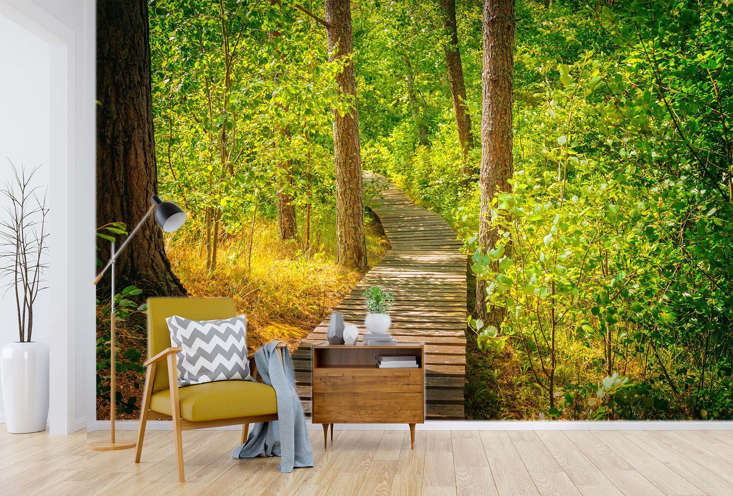3D Wooden Bridge Forest 23 Wall Murals Wallpaper AJ Wallpaper 2