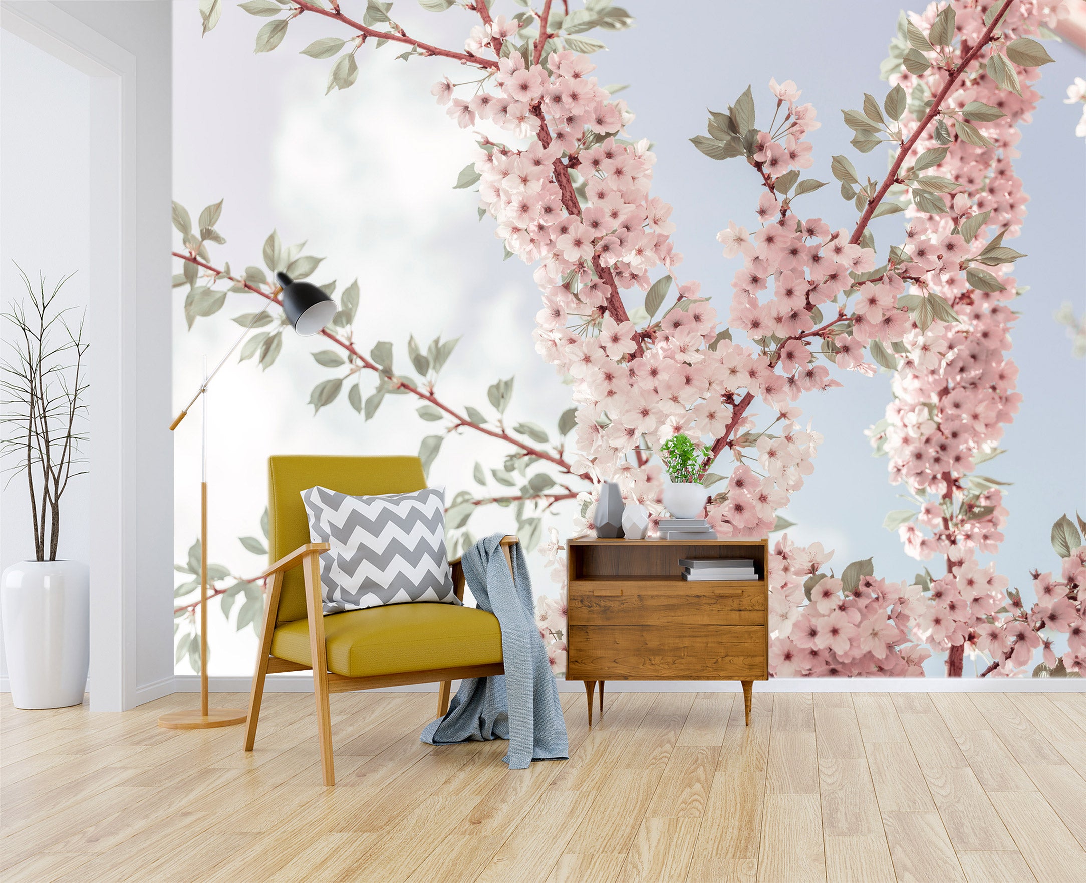 3D Pink Flower Branch 6240 Assaf Frank Wall Mural Wall Murals