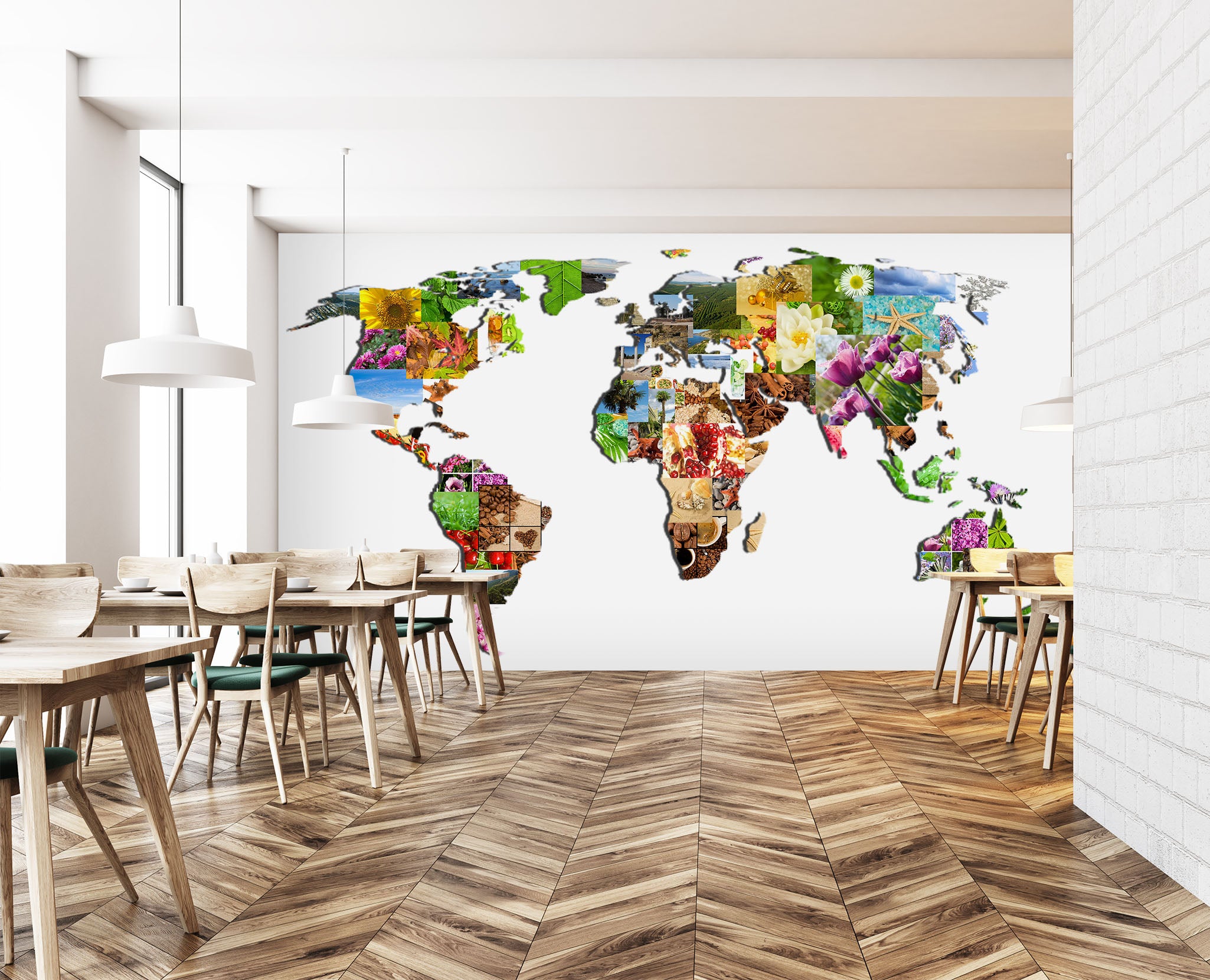 3D Abstract Art 2037 World Map Wall Murals