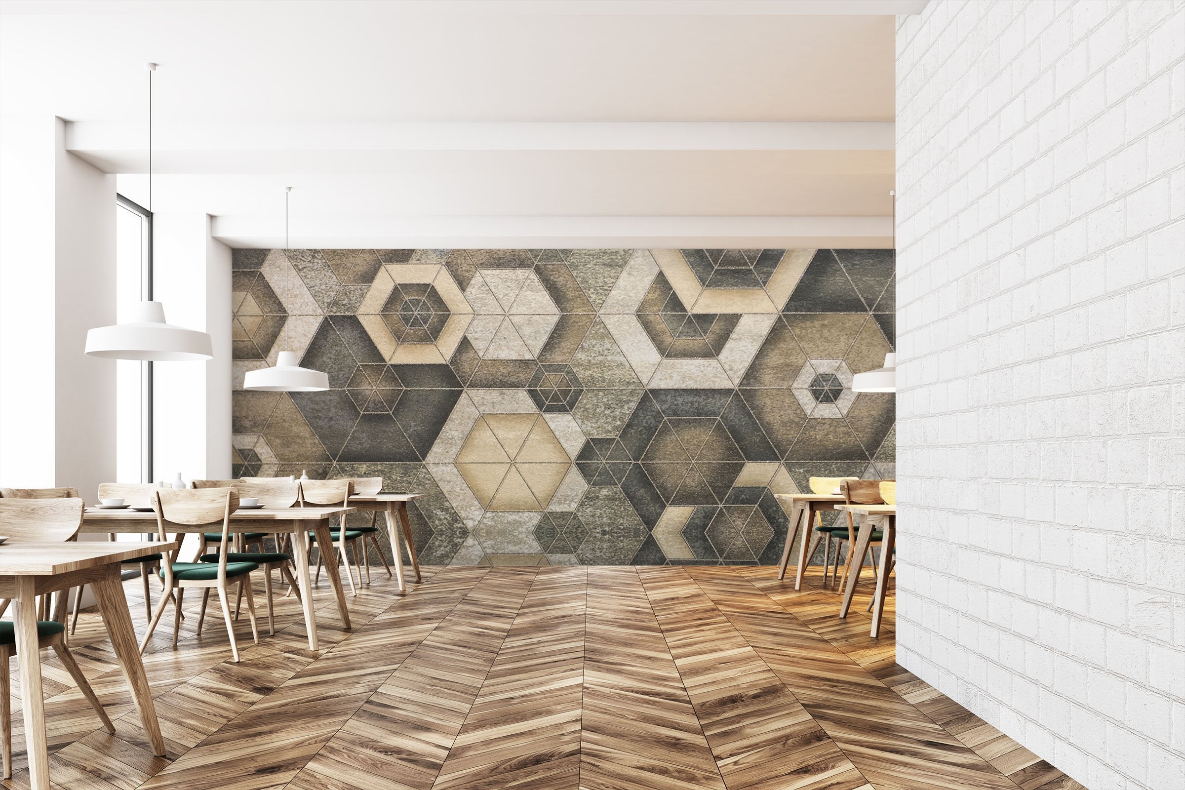 3D Hexagonal Combination 089 Marble Tile Texture Wallpaper AJ Wallpaper 2