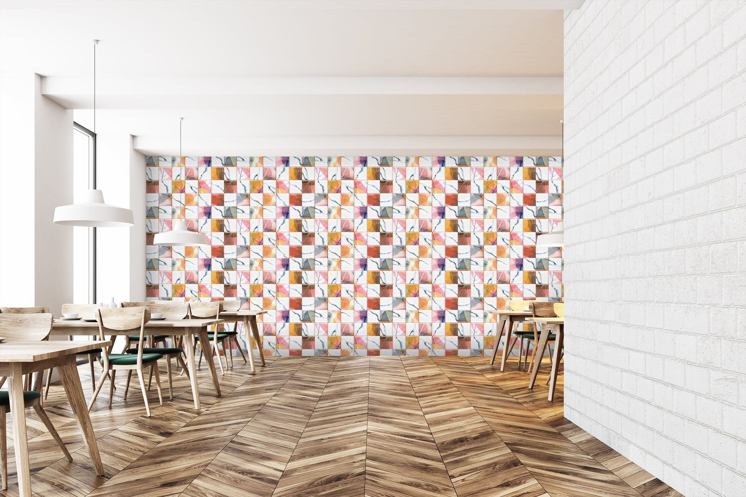 3D Fashion Leaf 049 Marble Tile Texture Wallpaper AJ Wallpaper 2