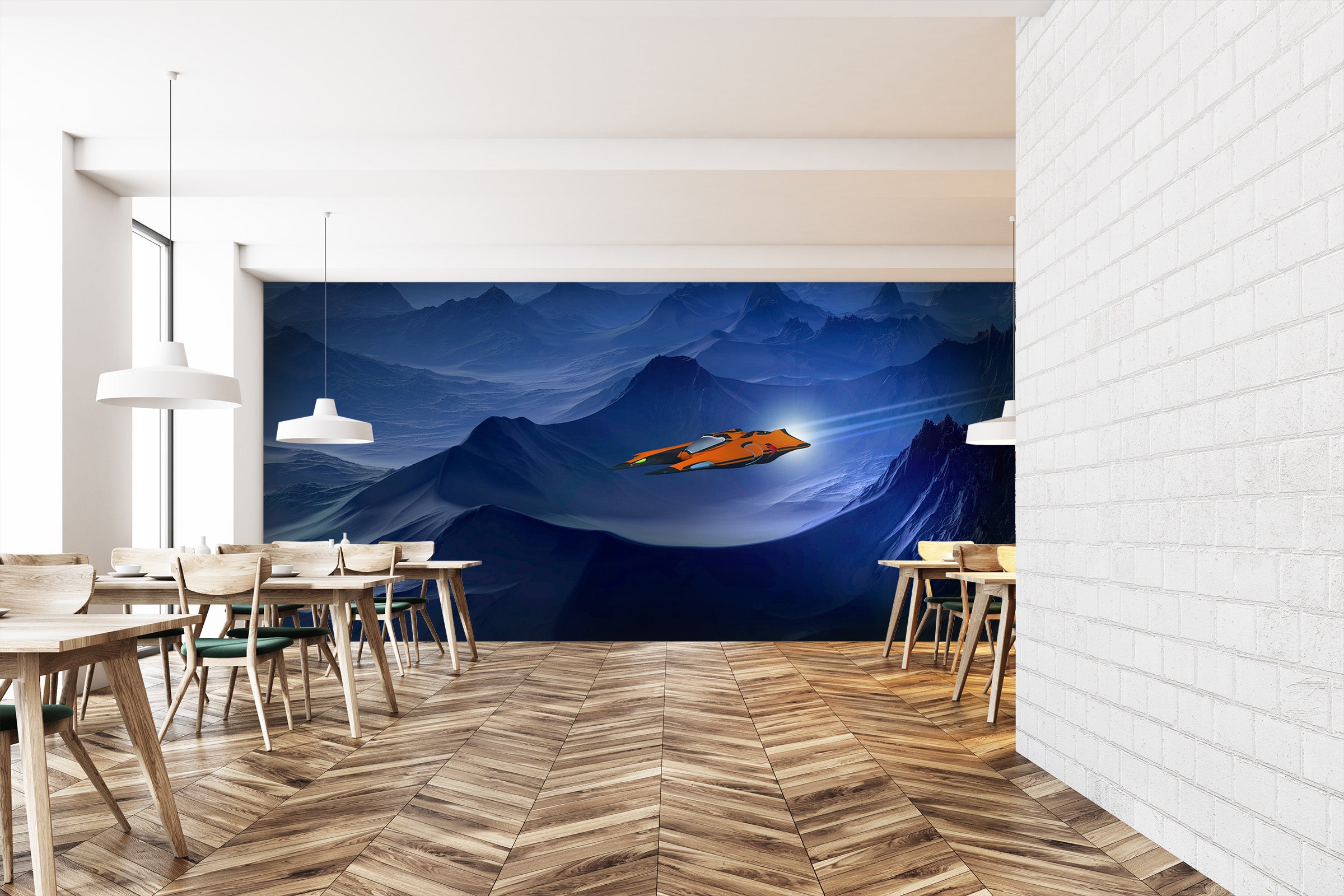 3D Spaceship Mountain 211 Vehicle Wall Murals