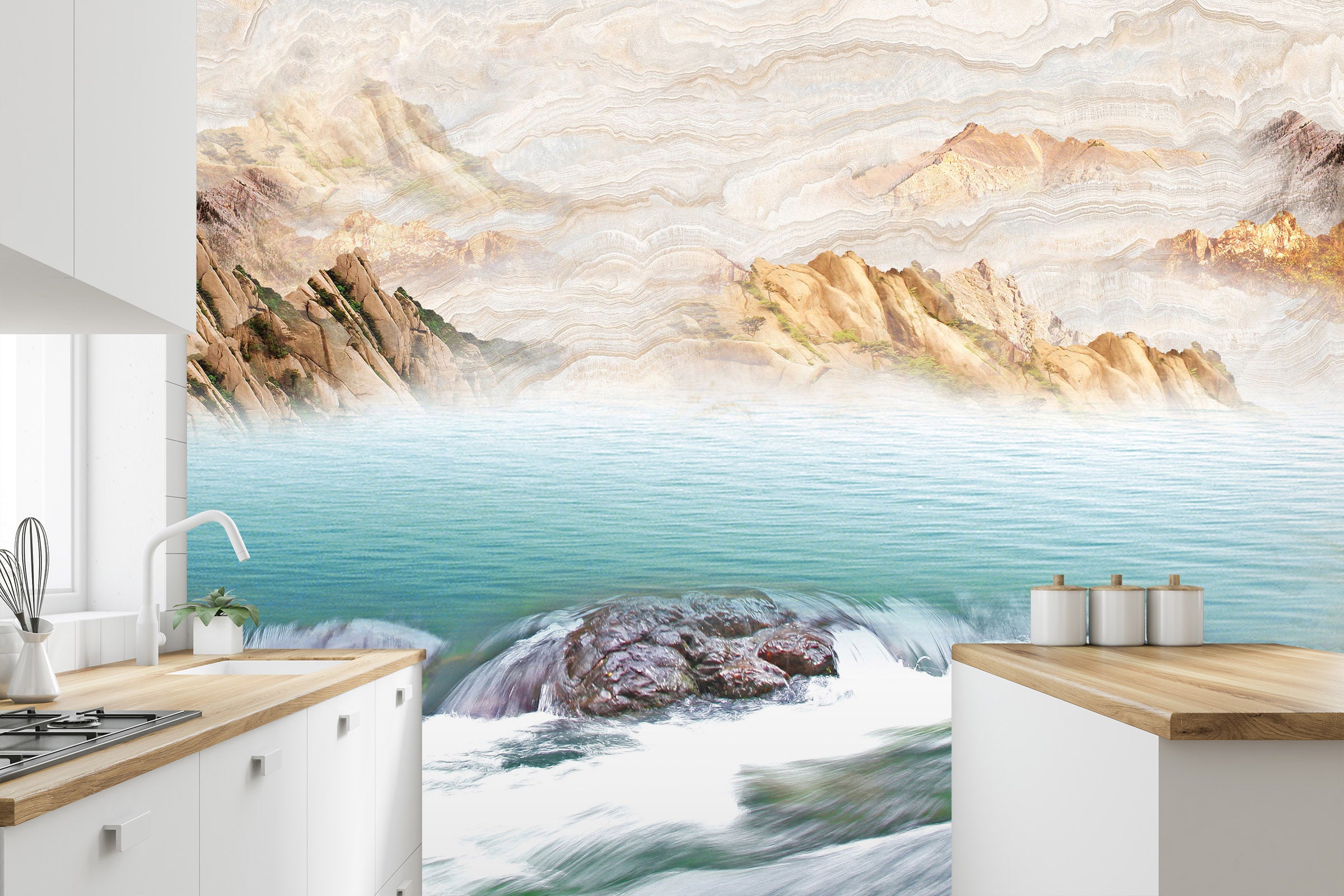 3D Blue Lake 1515 Wall Murals