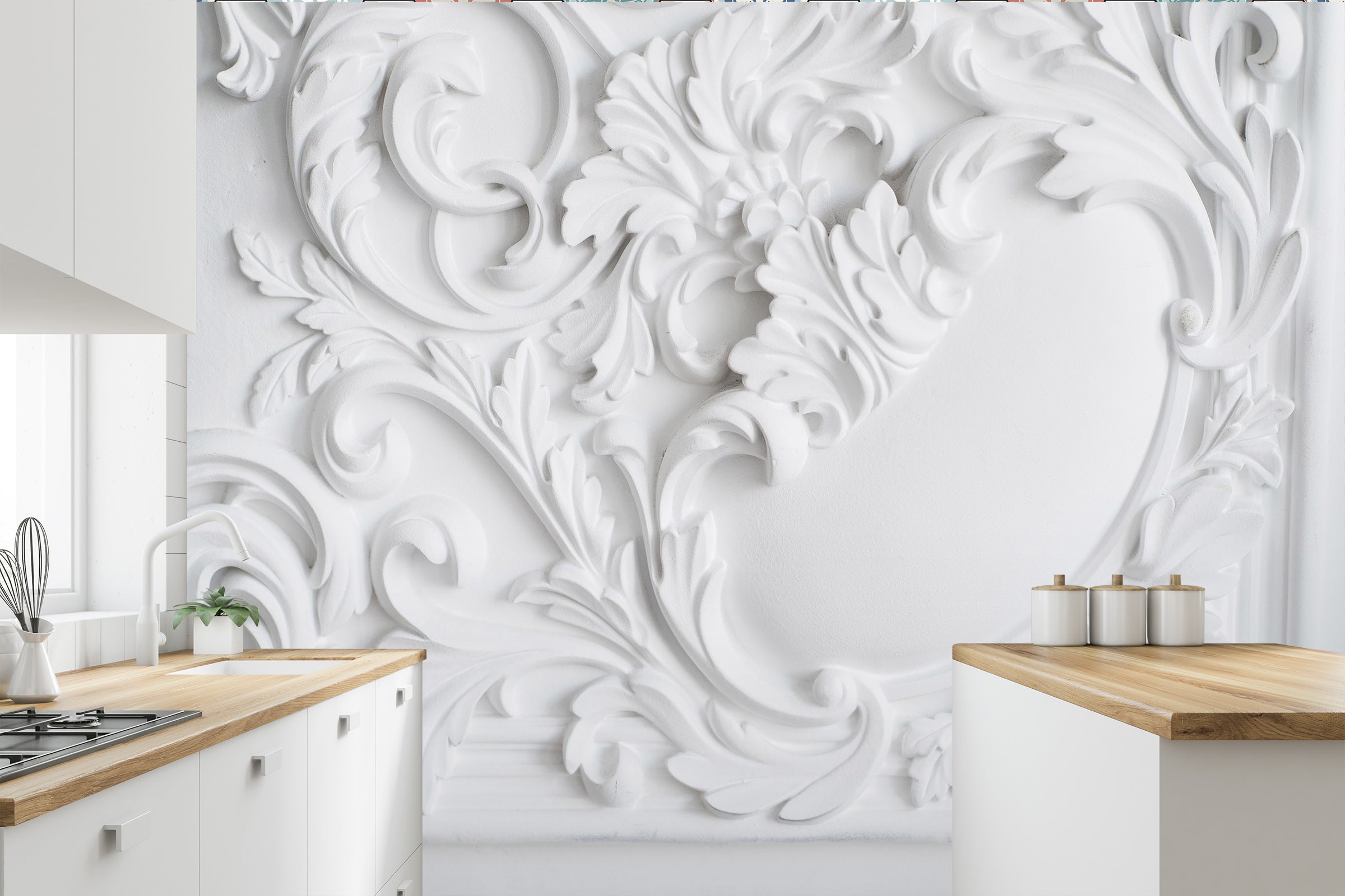 3D Carving Flowers 1423 Wall Murals