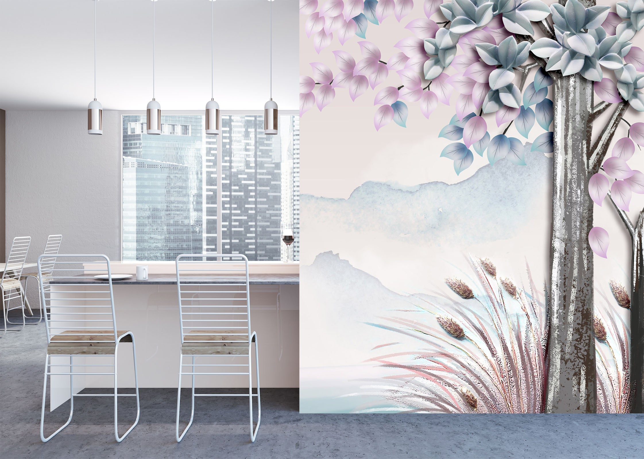 3D Misty Valley 1836 Wall Murals