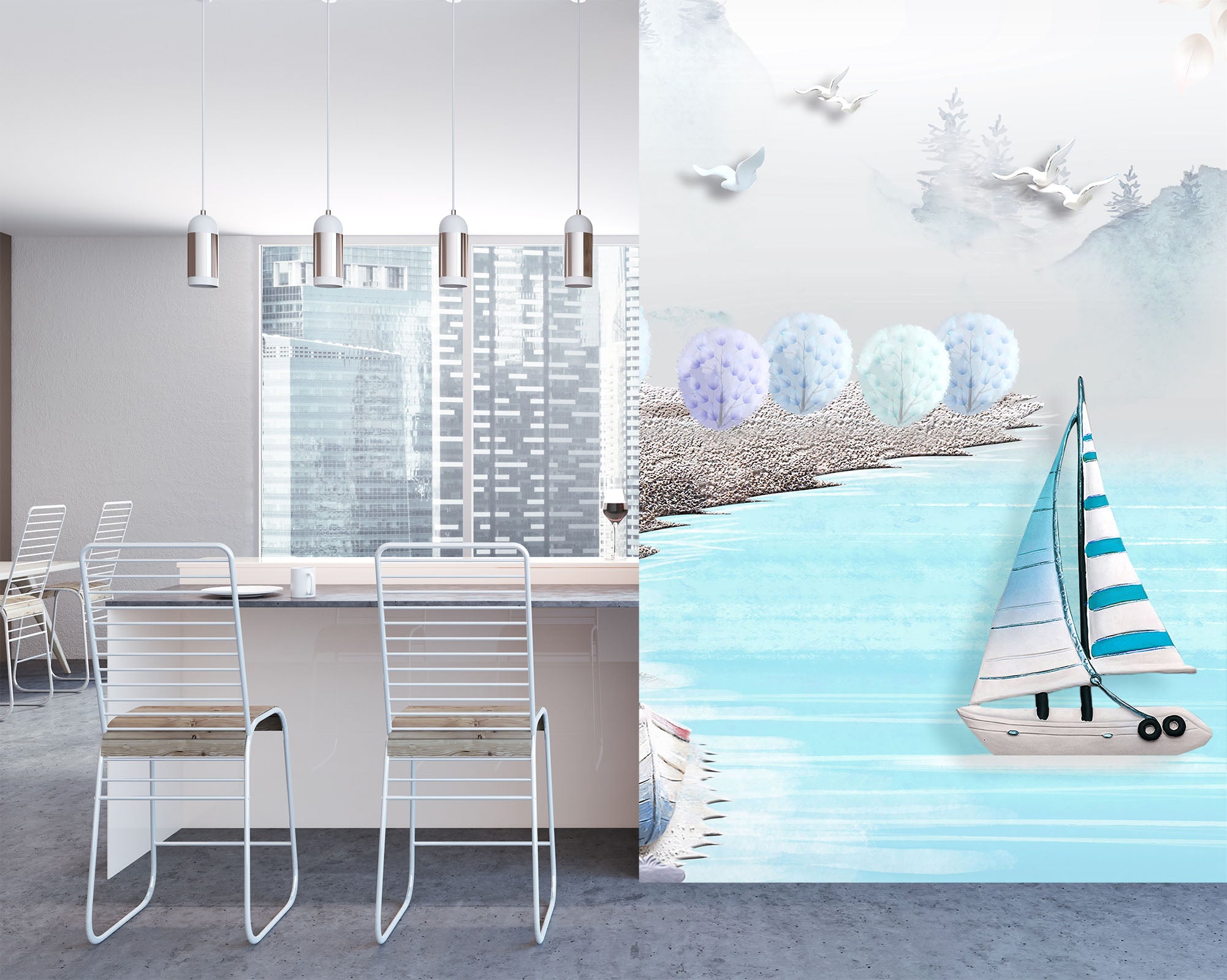 3D Sea Sailing 1825 Wall Murals