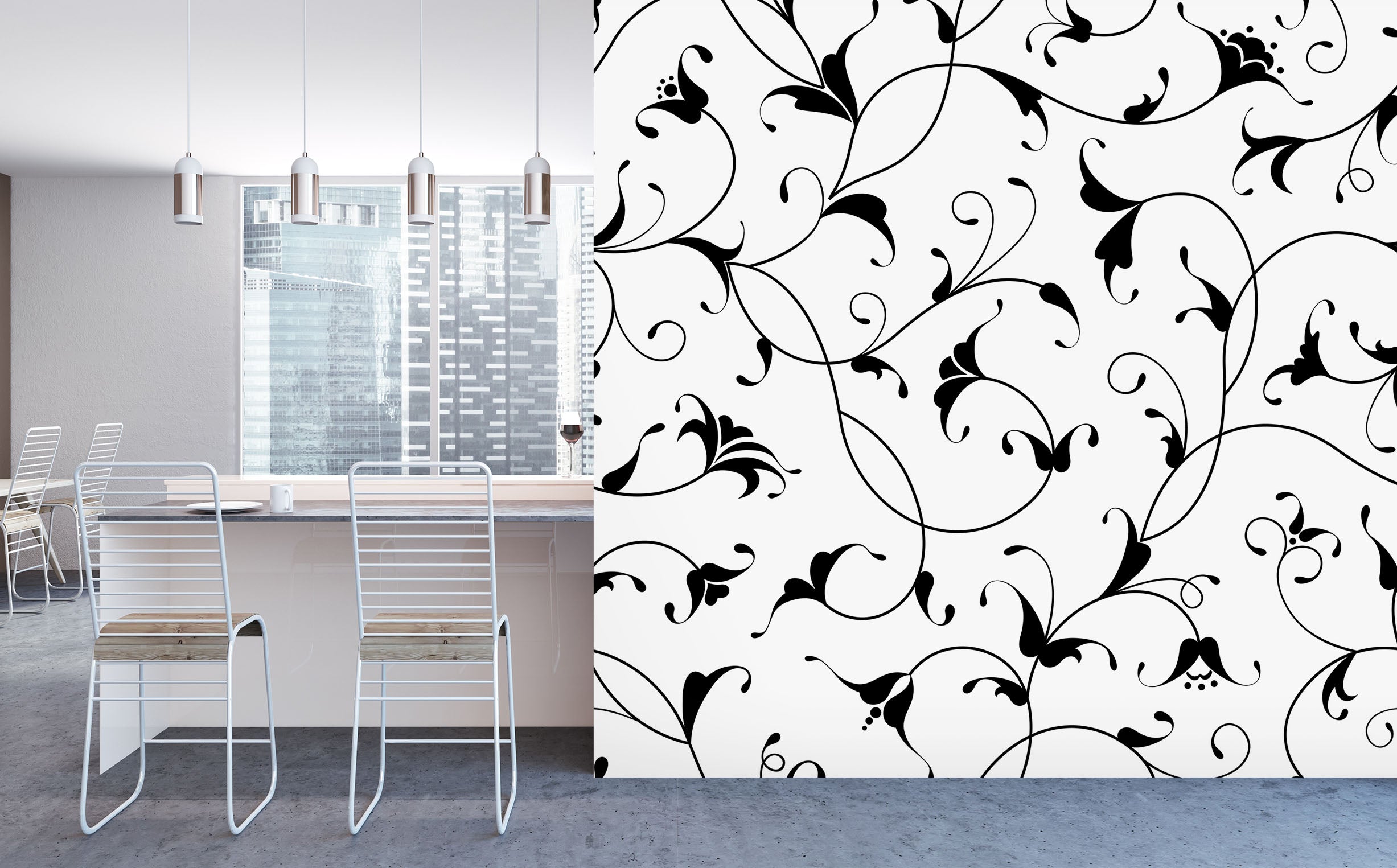 3D Black Flower Pattern 1113 Wall Murals