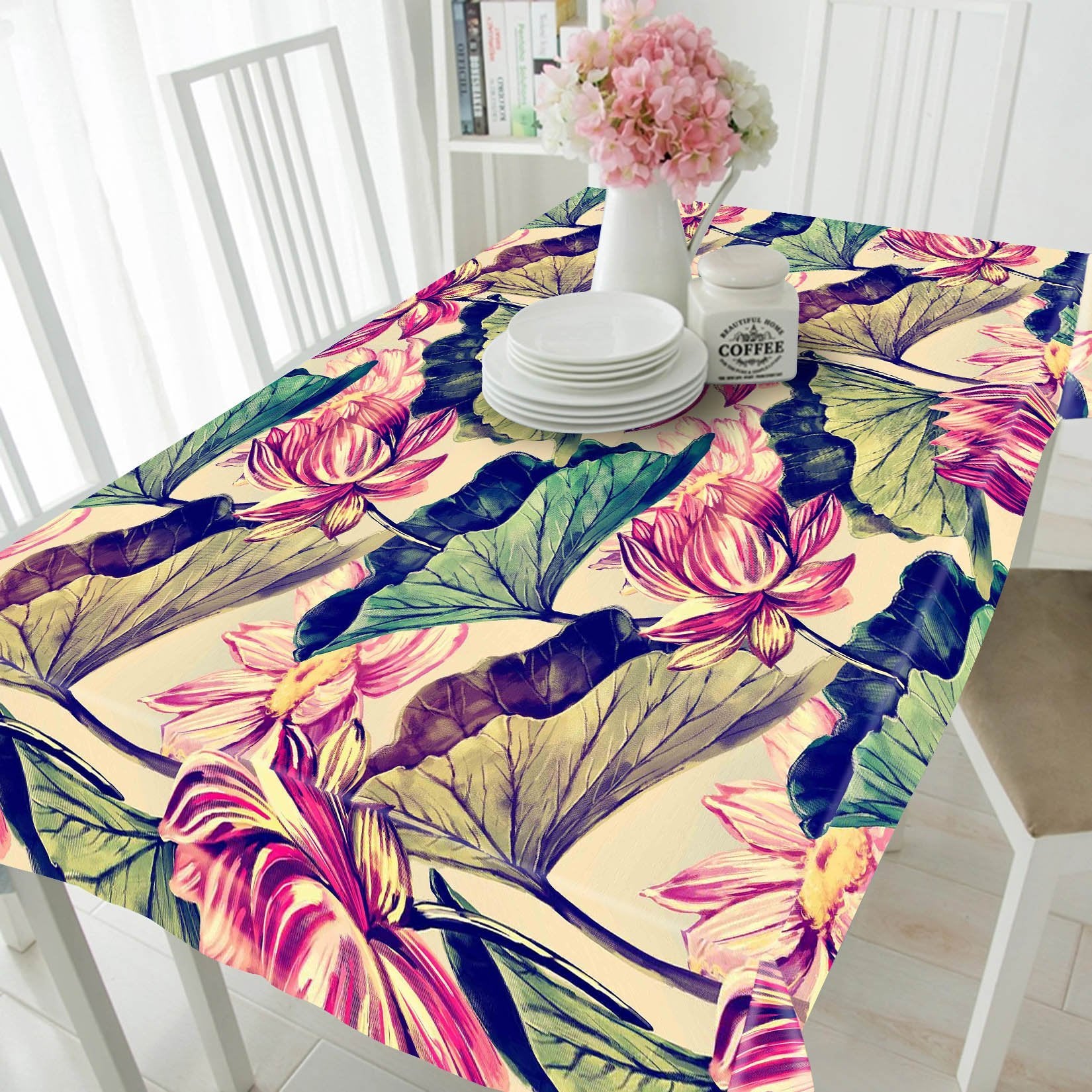 3D Lotus Flowers 760 Tablecloths Wallpaper AJ Wallpaper