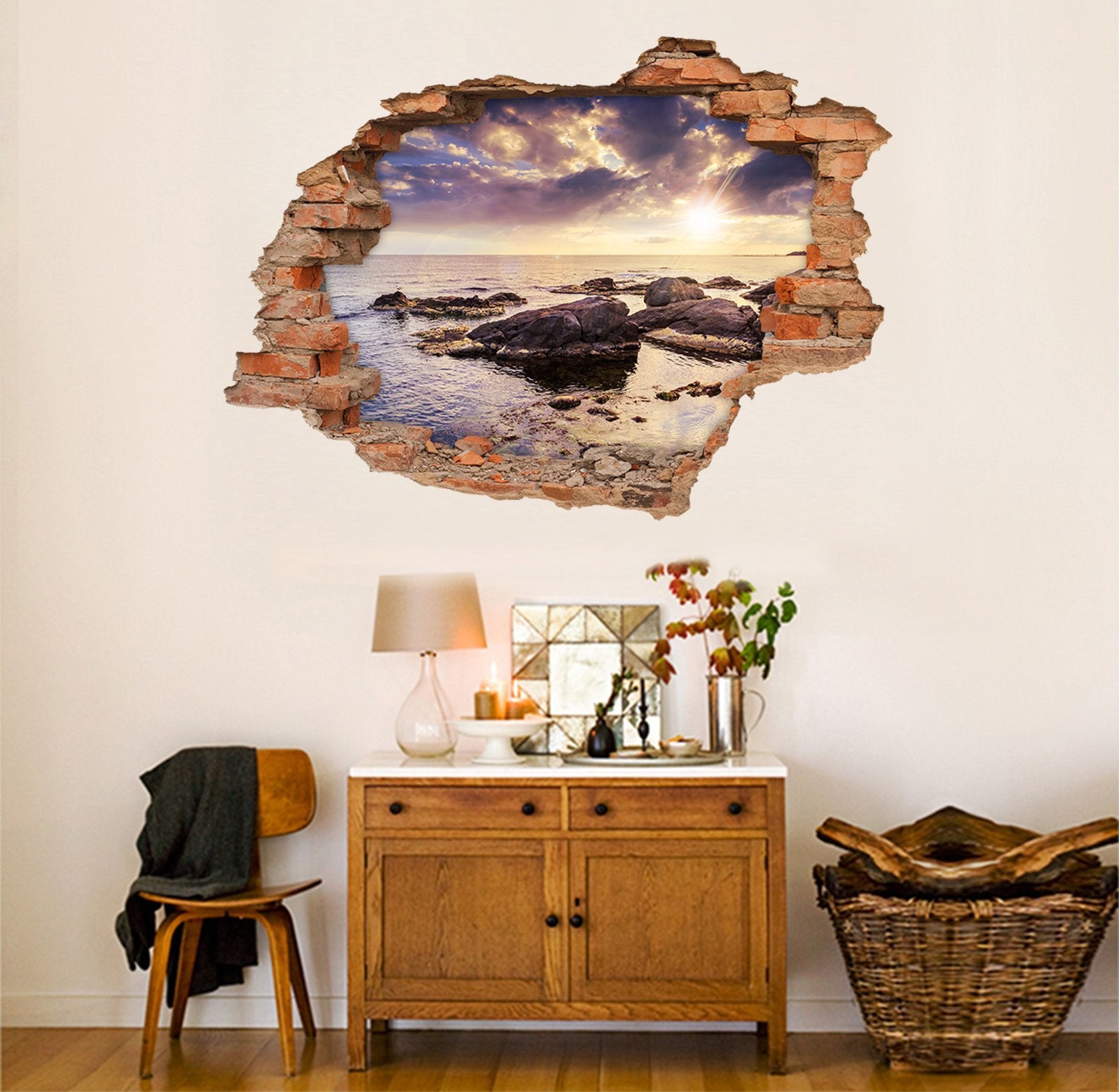 3D Shiny Sea Stones 206 Broken Wall Murals Wallpaper AJ Wallpaper