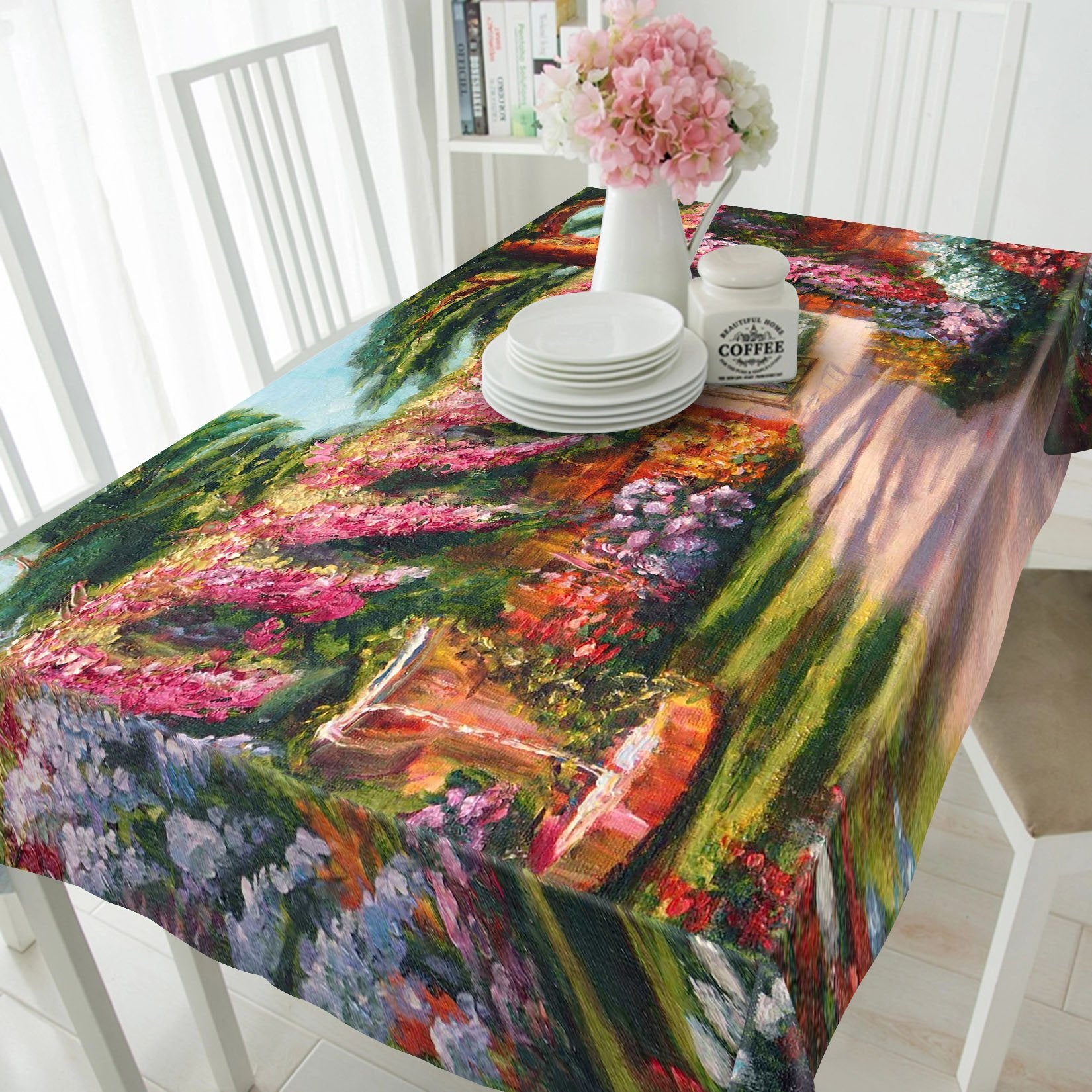 3D Oil Painting Courtyard 456 Tablecloths Wallpaper AJ Wallpaper