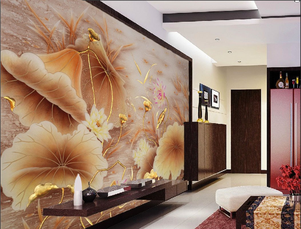 Beautiful Lotus Leaf Wallpaper AJ Wallpaper 2