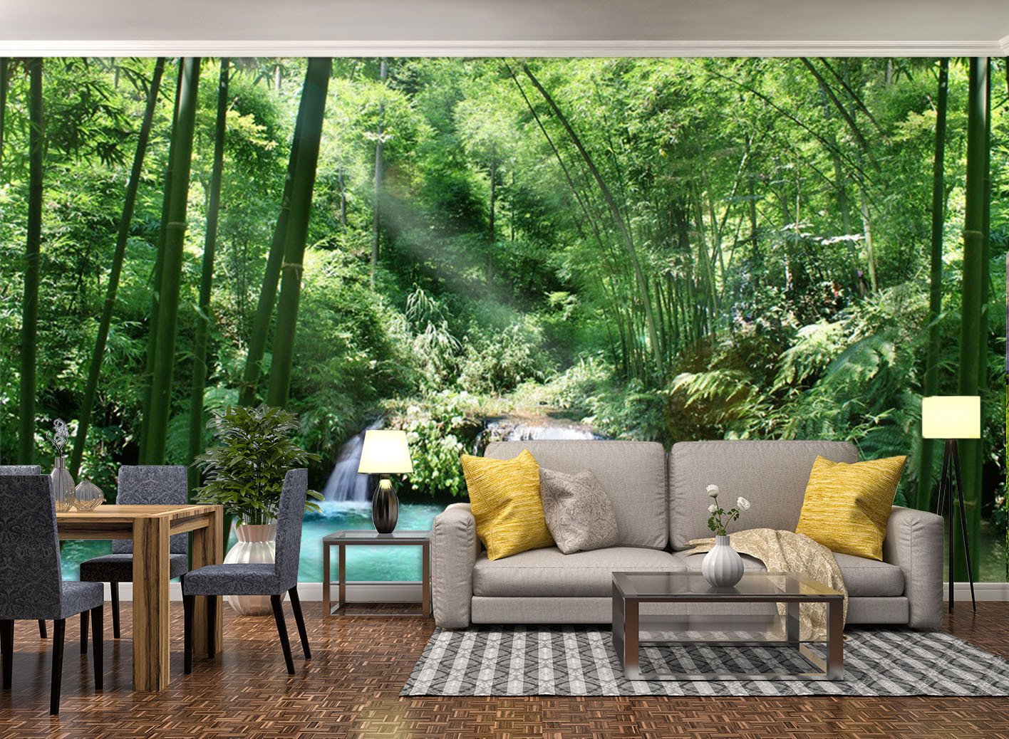 3D Green Forest River Flowing 9 Wallpaper AJ Wallpaper