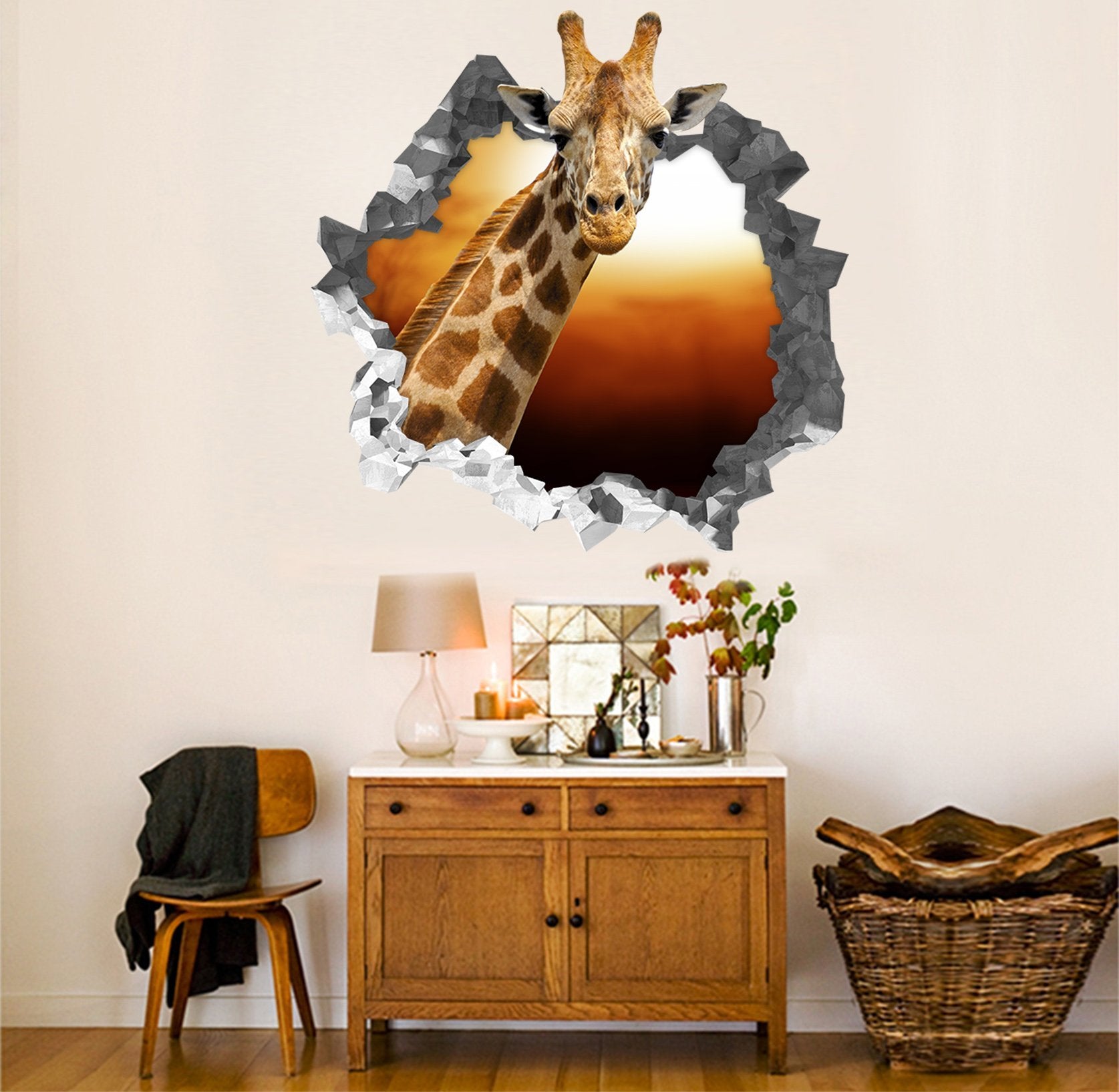 3D Innocent Giraffe 189 Broken Wall Murals Wallpaper AJ Wallpaper