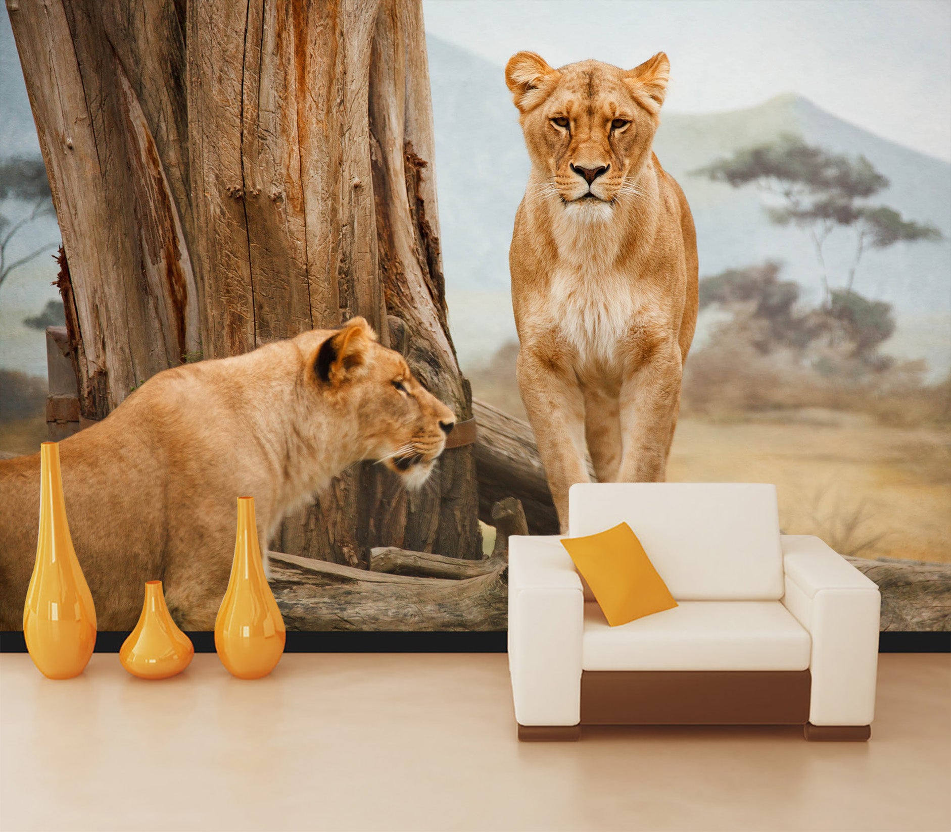 3D Prairie Tiger 1044 Wall Murals