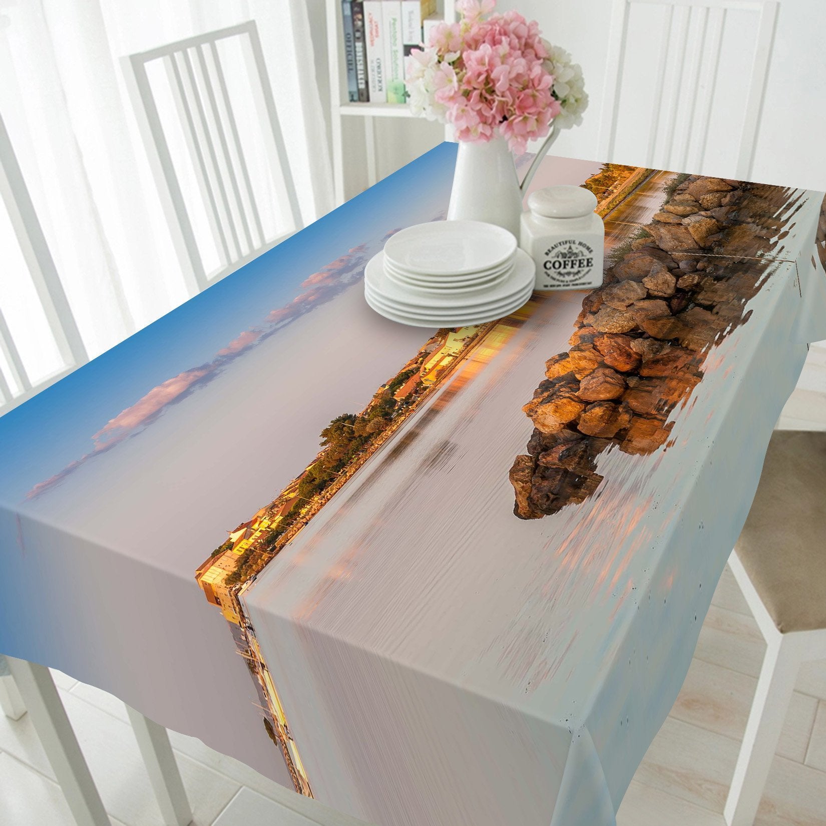 3D Seaside Town Sunset 437 Tablecloths Wallpaper AJ Wallpaper