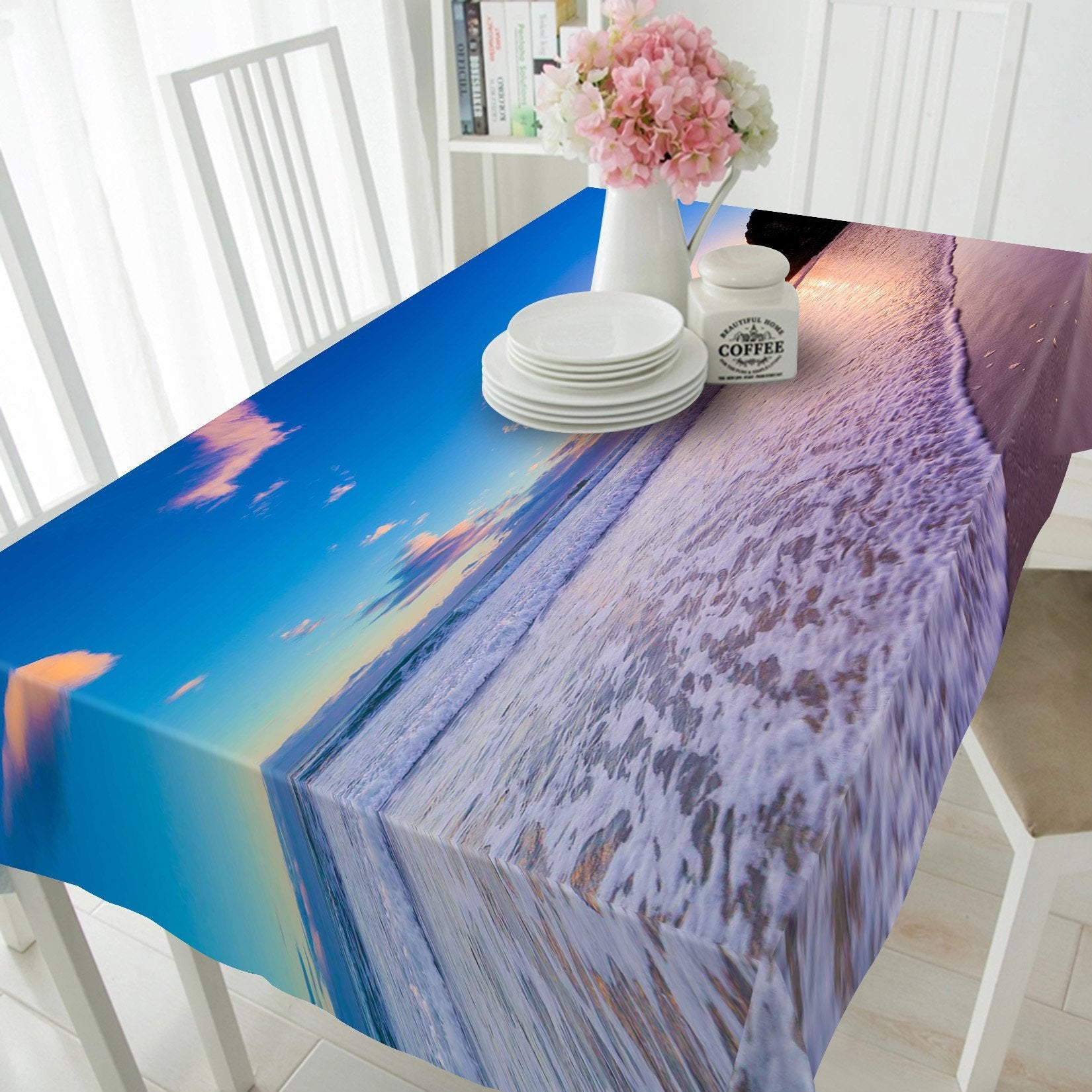 3D Sea Sunset Waves 443 Tablecloths Wallpaper AJ Wallpaper
