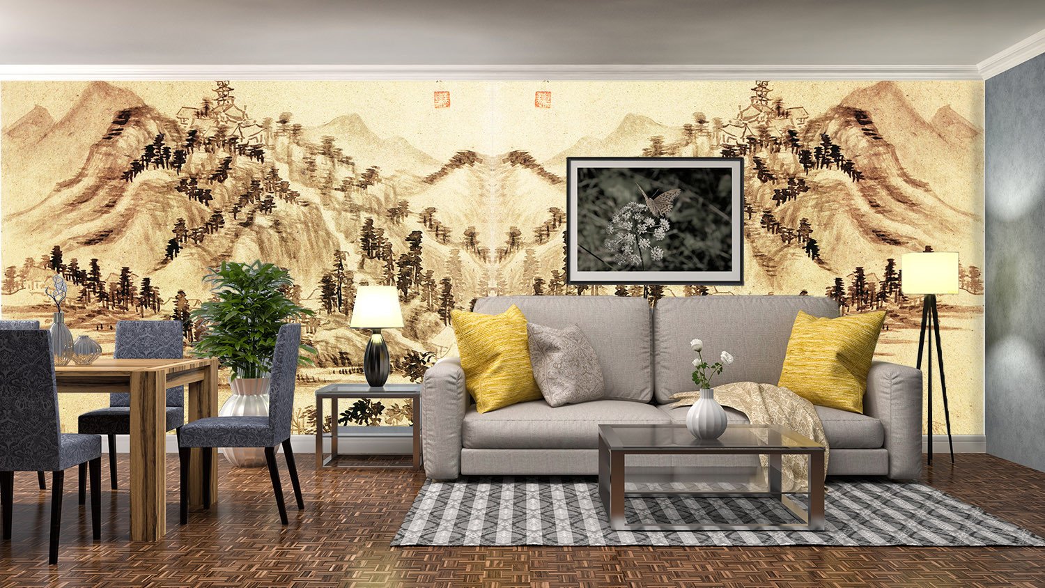 Mountains Painting Wallpaper AJ Wallpaper