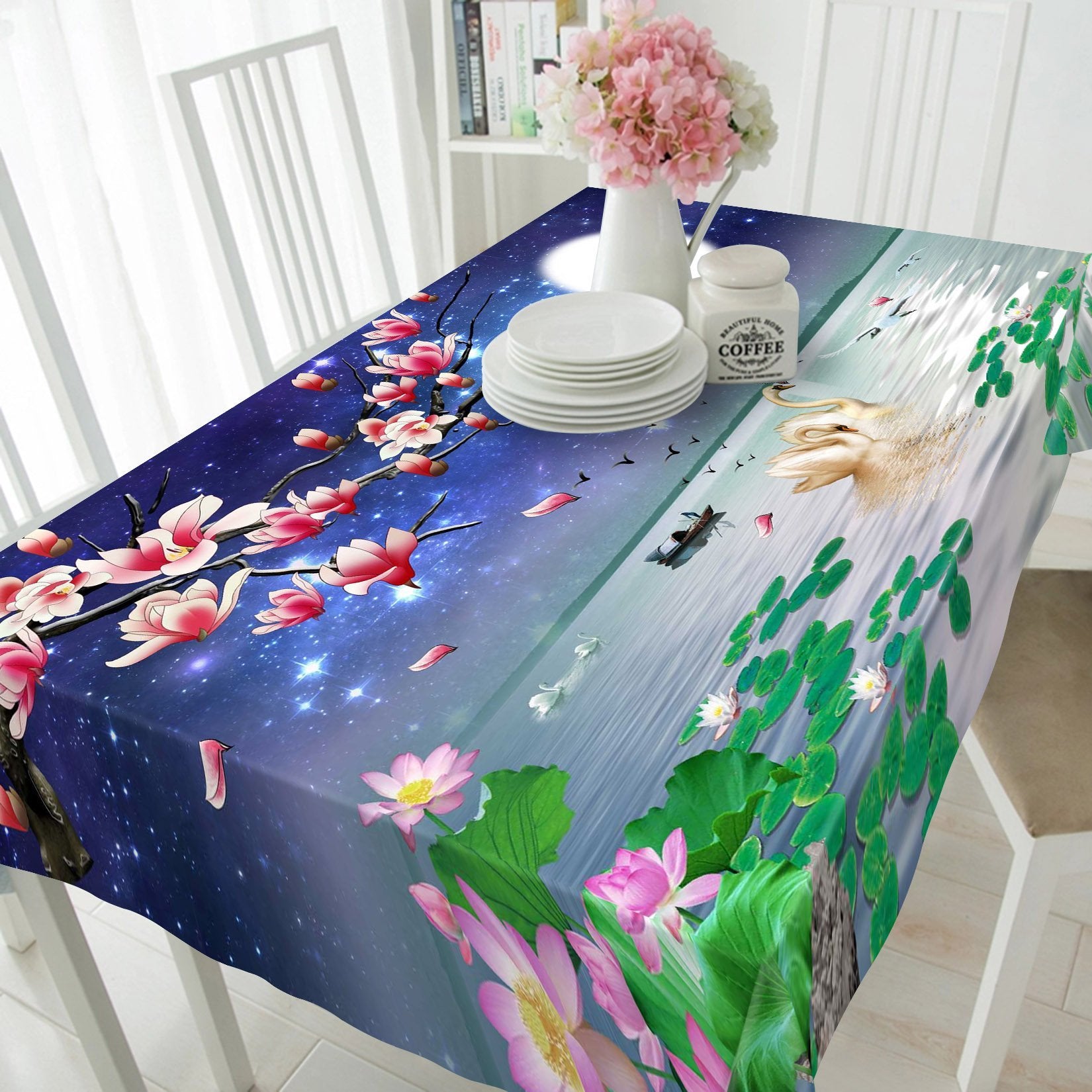 3D Lake Bright Moon 31 Tablecloths Wallpaper AJ Wallpaper