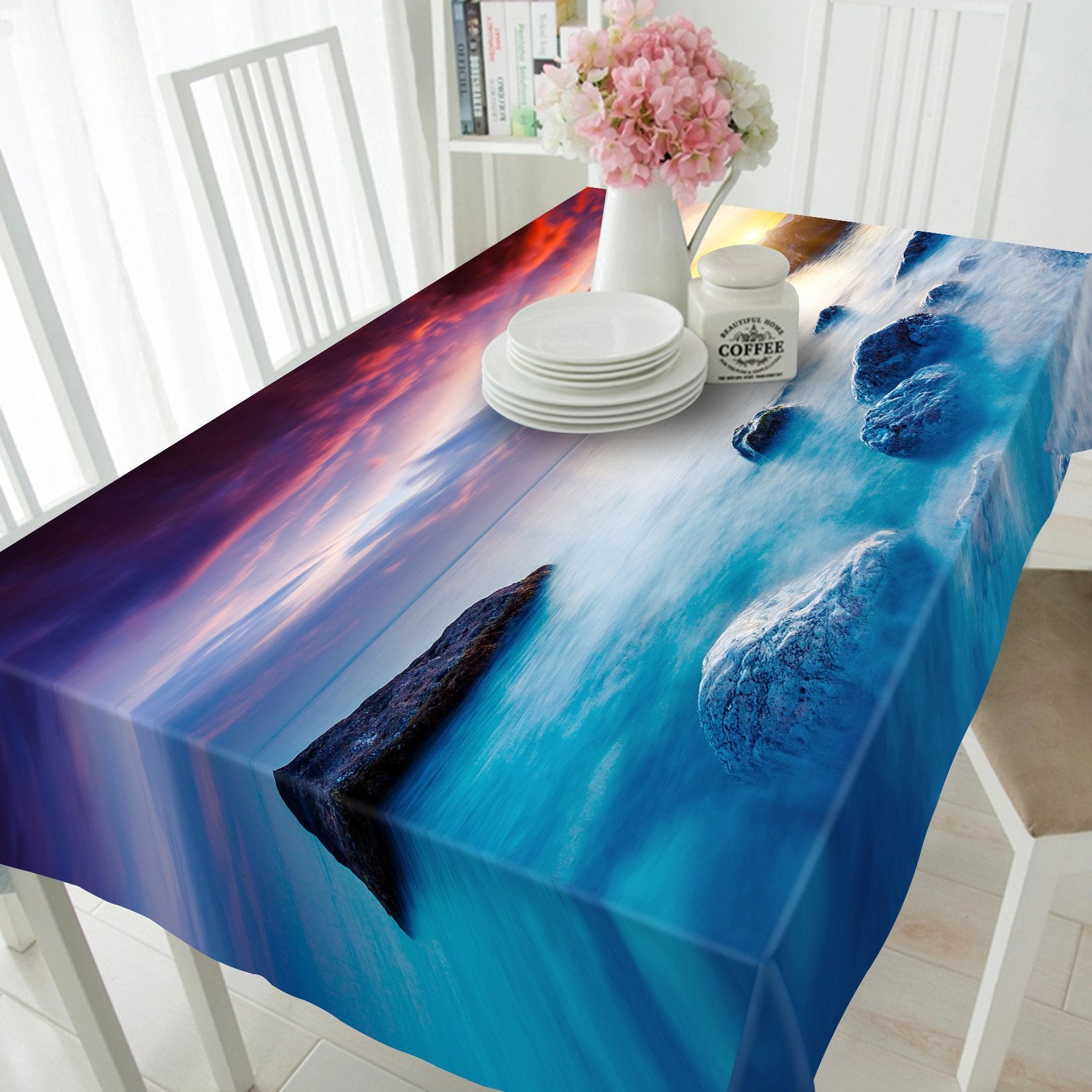 3D Stones Sea Sunset 477 Tablecloths Wallpaper AJ Wallpaper