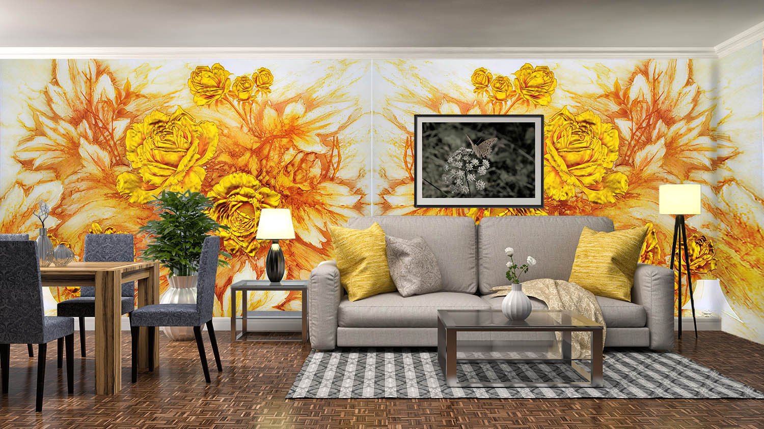 Yellow Peonies Wallpaper AJ Wallpaper