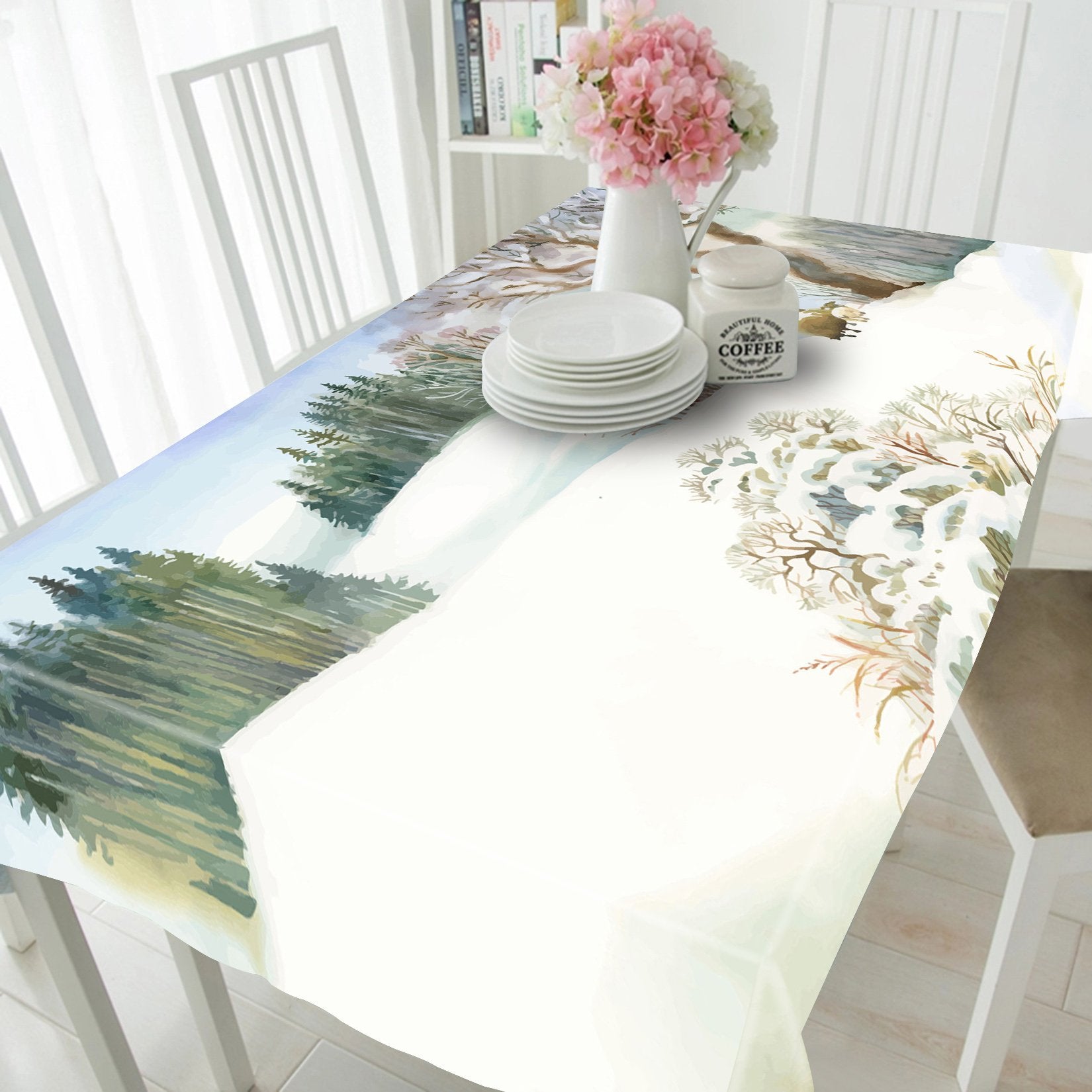 3D Snow Scenery Painting 786 Tablecloths Wallpaper AJ Wallpaper