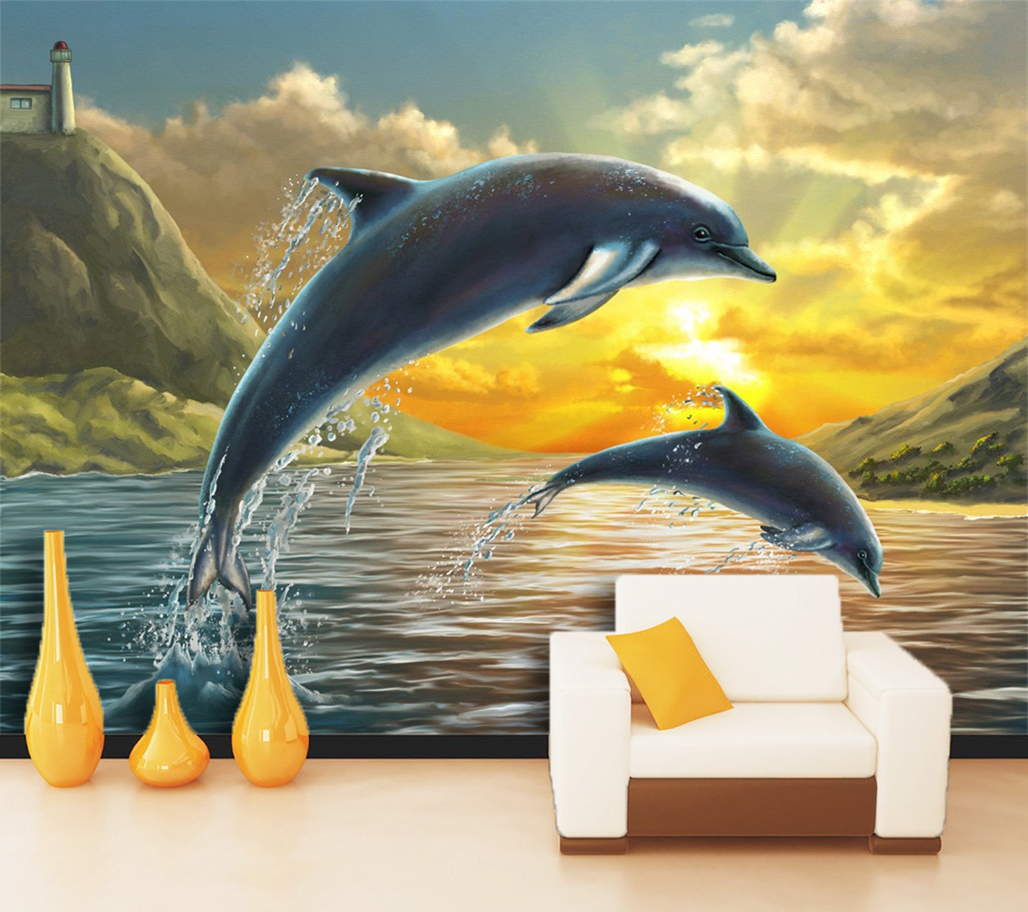 3D Jumping Dolphins 464 Wallpaper AJ Wallpaper