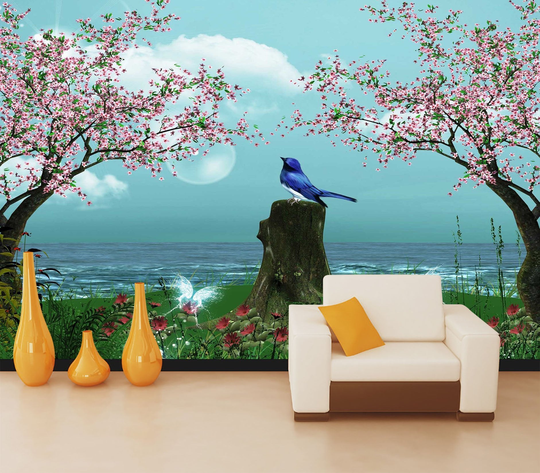 3D Stump Bird 703 Wallpaper AJ Wallpaper