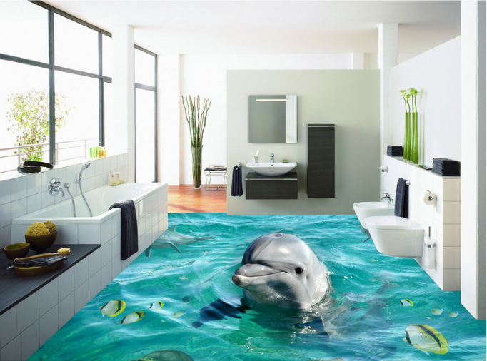 3D Lively Dolphins 058 Floor Mural Wallpaper AJ Wallpaper 2